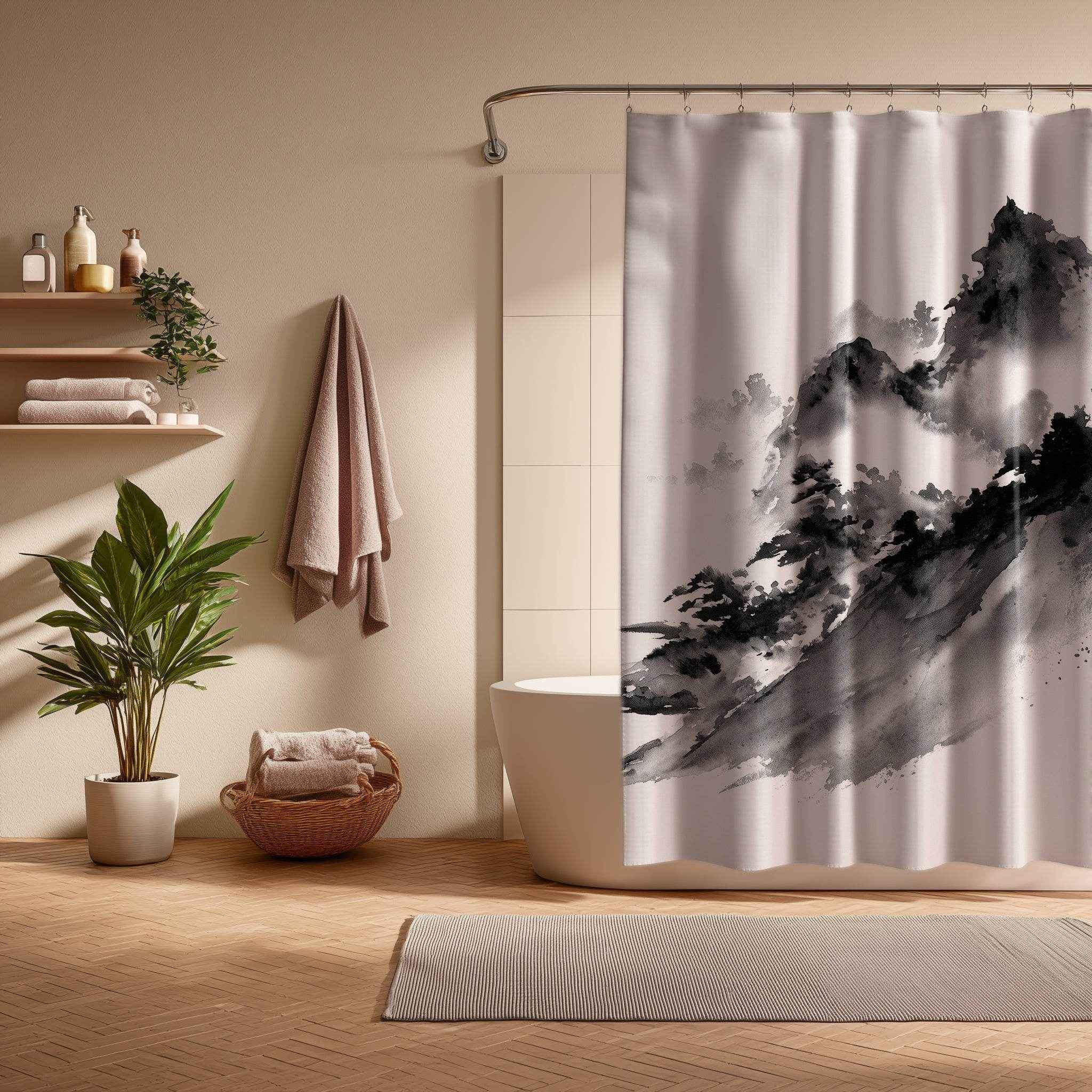 Mountain-Inspired Shower Curtain