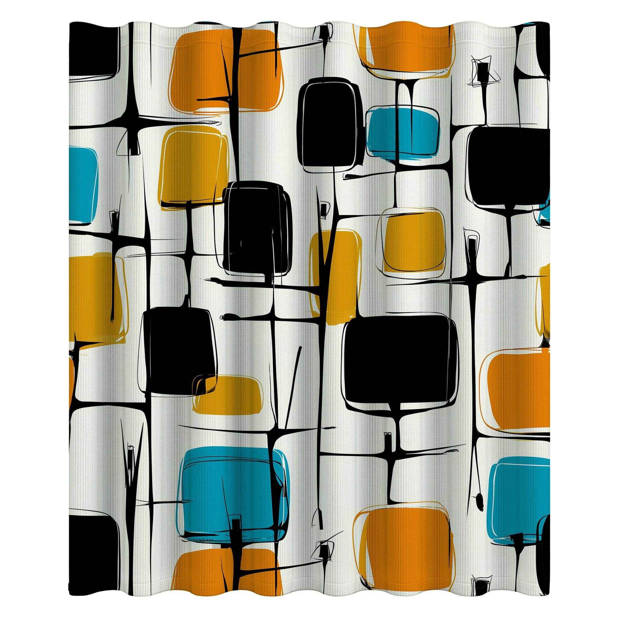 Modern Geometric Shower Curtain, Vibrant Bathroom Decor, Mid-Century Style, Stylish Home Accessory, Unique Gift Idea