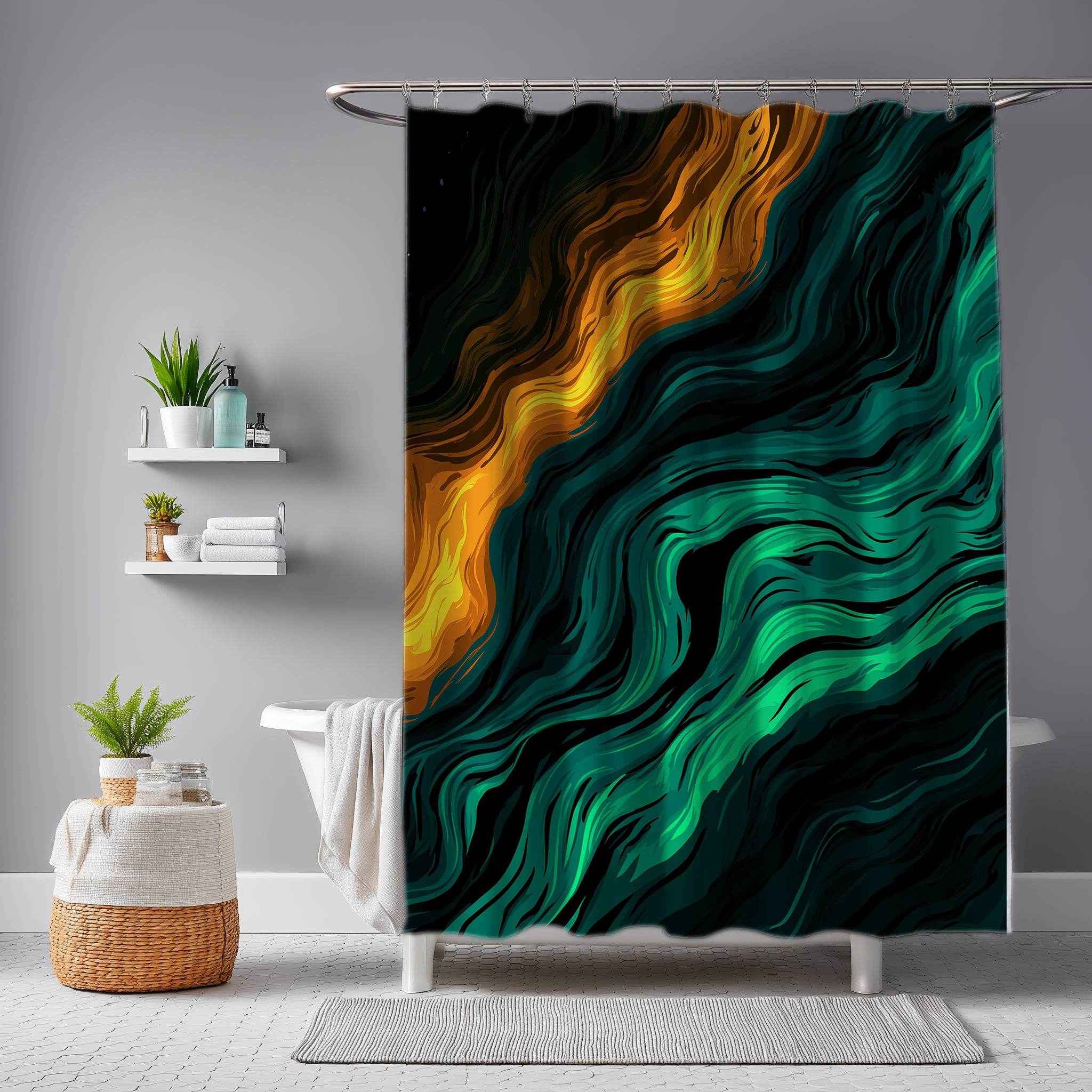 Abstract Waves Shower Curtain, Bohemian Bathroom Decor, Modern Shower Drapery, Colorful Wave Shower Curtain, Unique Bathroom Accessories