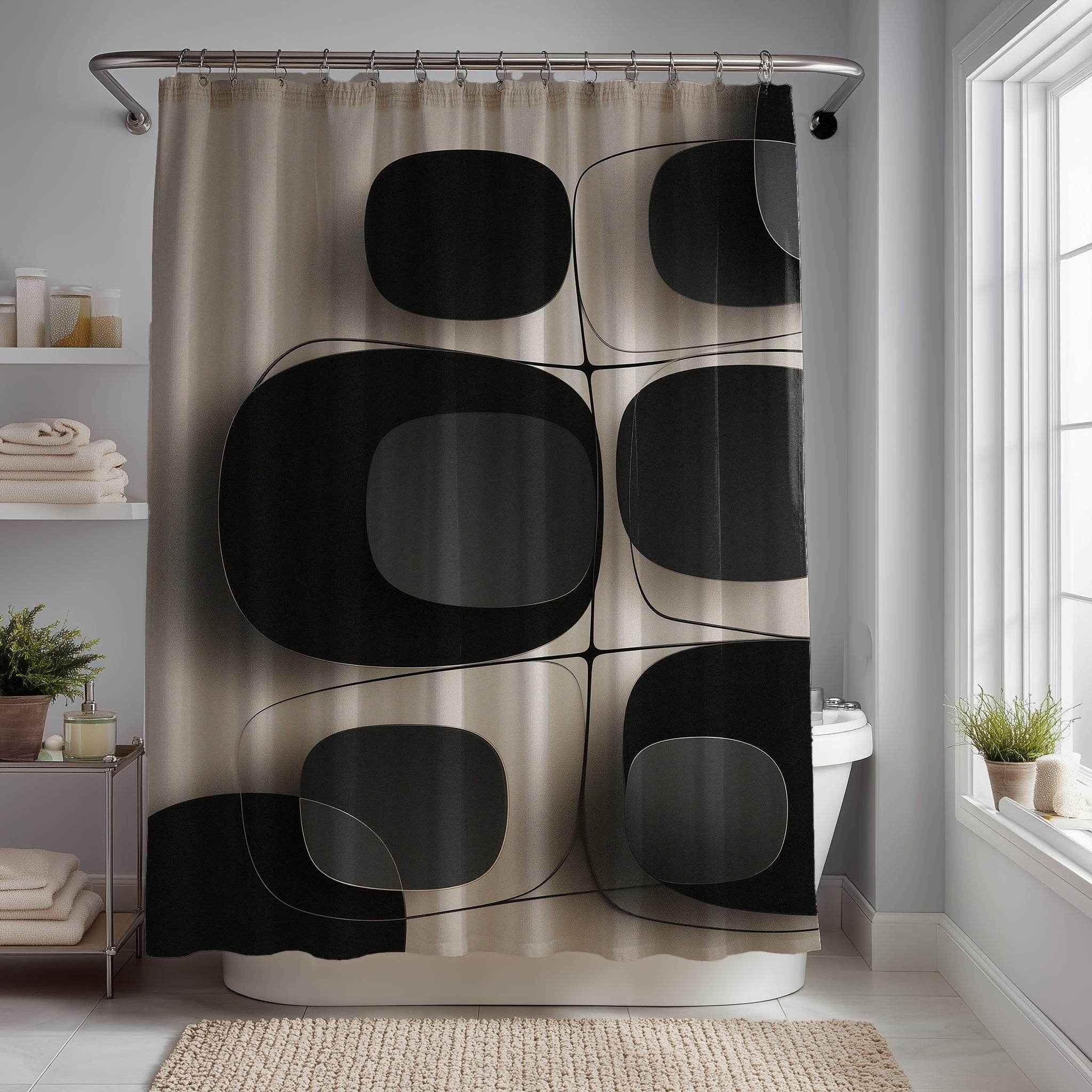Modern Minimalist Shower Curtain, Chic Bathroom Decor, Boho Shower Curtain, Unique Home Accessory, Geometric Patterns