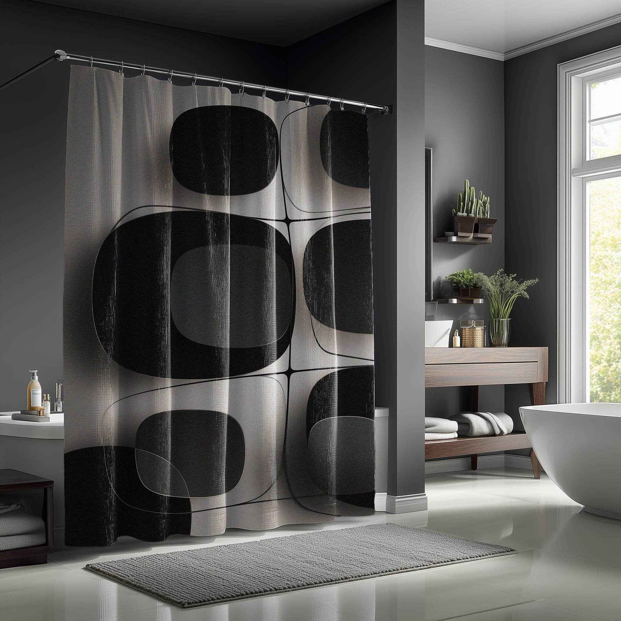 Modern Minimalist Shower Curtain, Chic Bathroom Decor, Boho Shower Curtain, Unique Home Accessory, Geometric Patterns