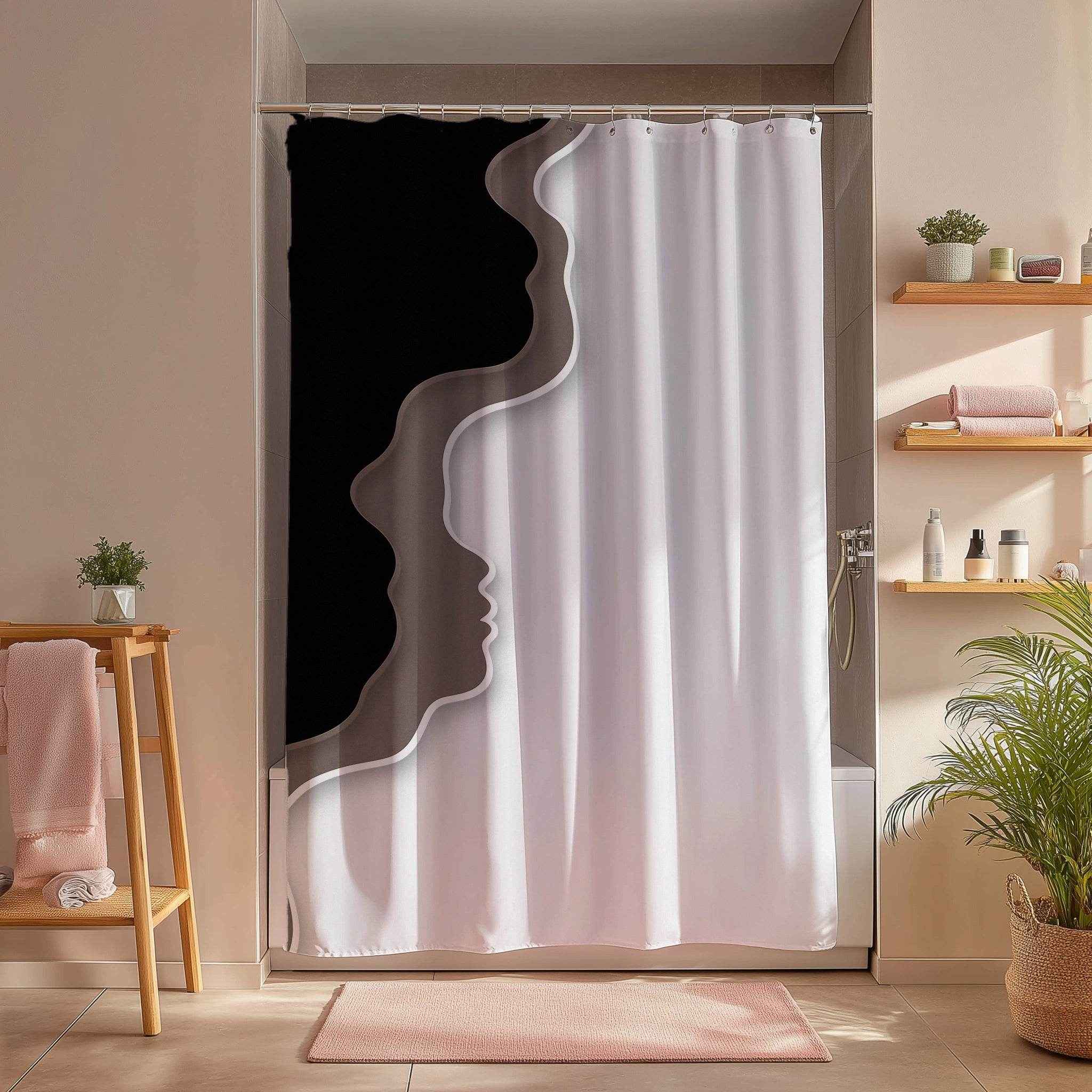 Elegant Dual-Tone Shower Curtain, Modern Bathroom Decor, Minimalist Home Accessory, Gift for Housewarming, Unique Bathroom Design