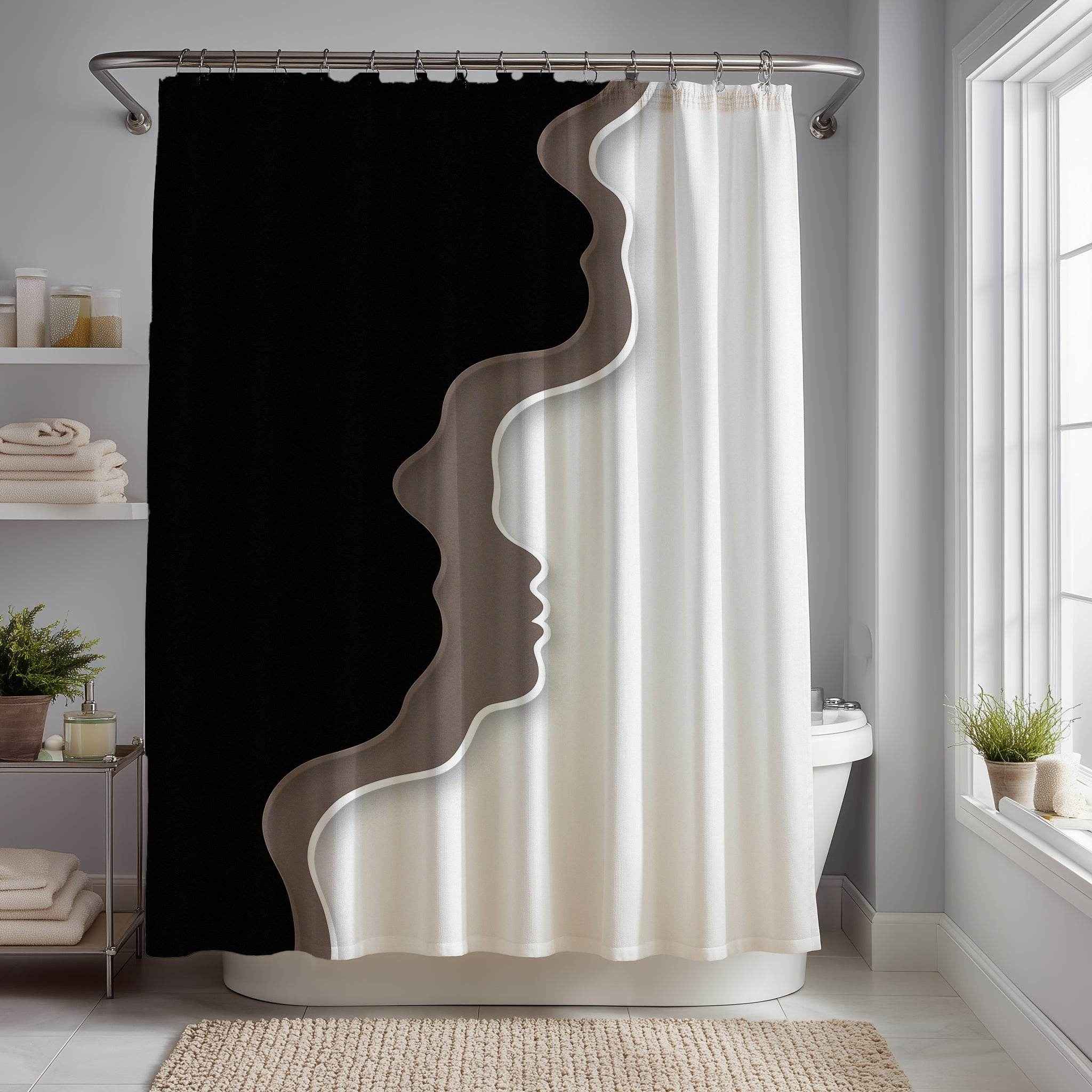 Elegant Dual-Tone Shower Curtain, Modern Bathroom Decor, Minimalist Home Accessory, Gift for Housewarming, Unique Bathroom Design