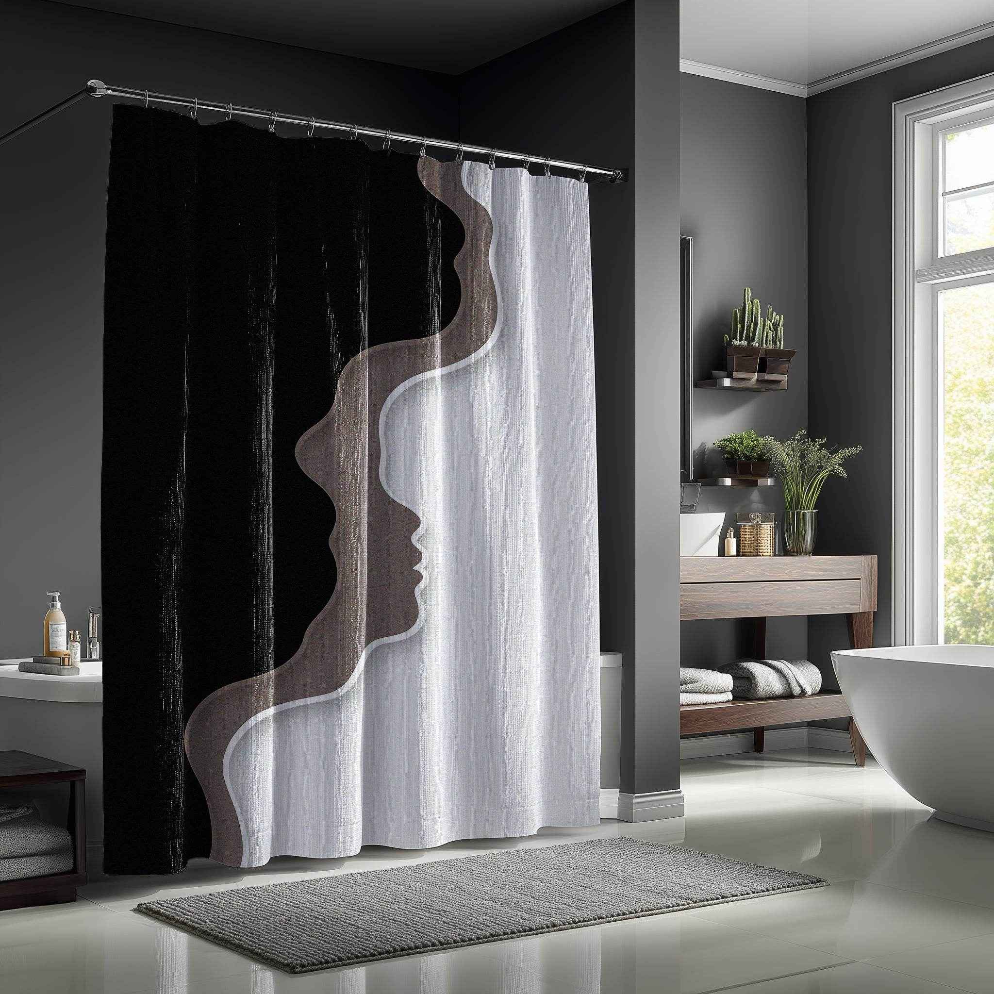 Elegant Dual-Tone Shower Curtain, Modern Bathroom Decor, Minimalist Home Accessory, Gift for Housewarming, Unique Bathroom Design