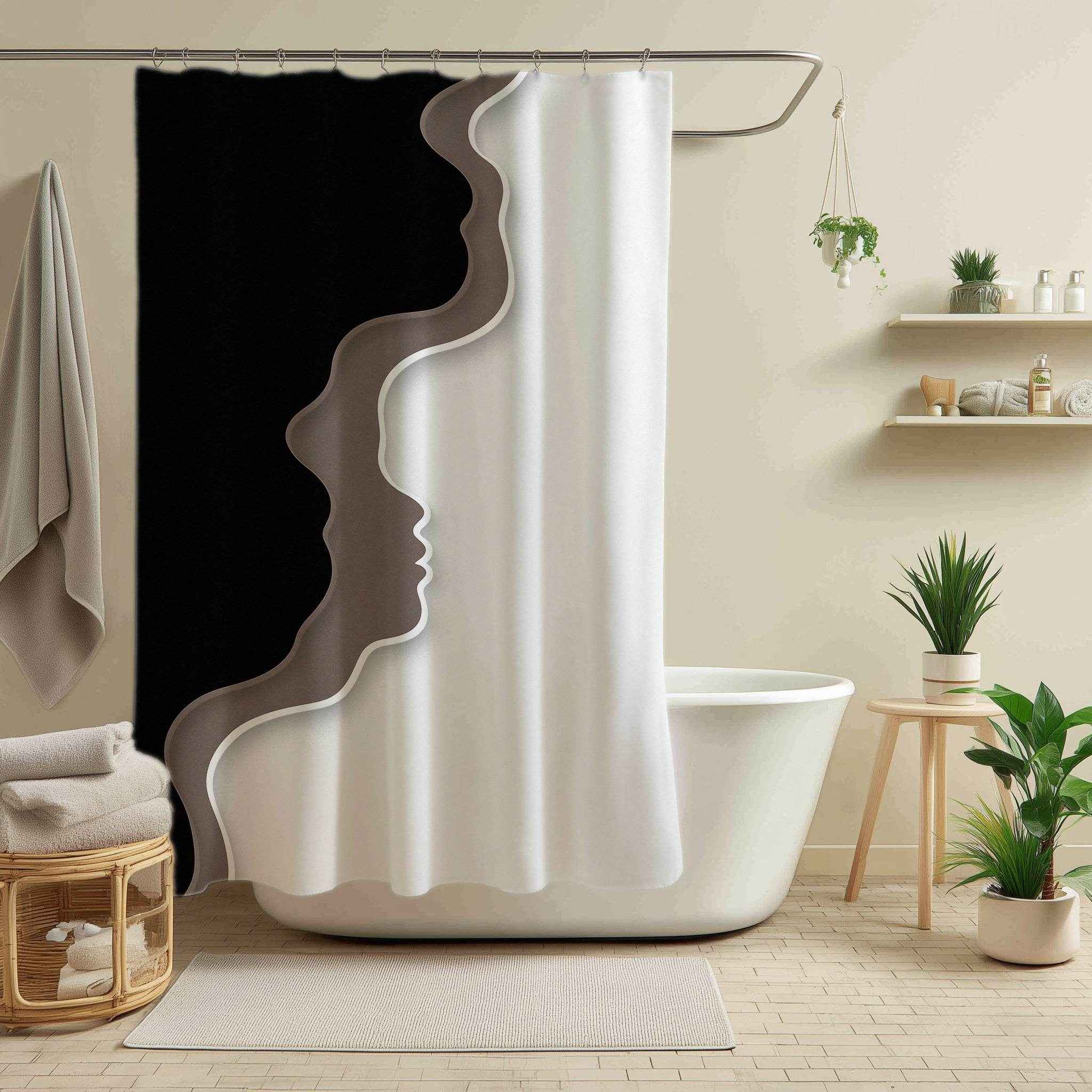 Elegant Dual-Tone Shower Curtain, Modern Bathroom Decor, Minimalist Home Accessory, Gift for Housewarming, Unique Bathroom Design