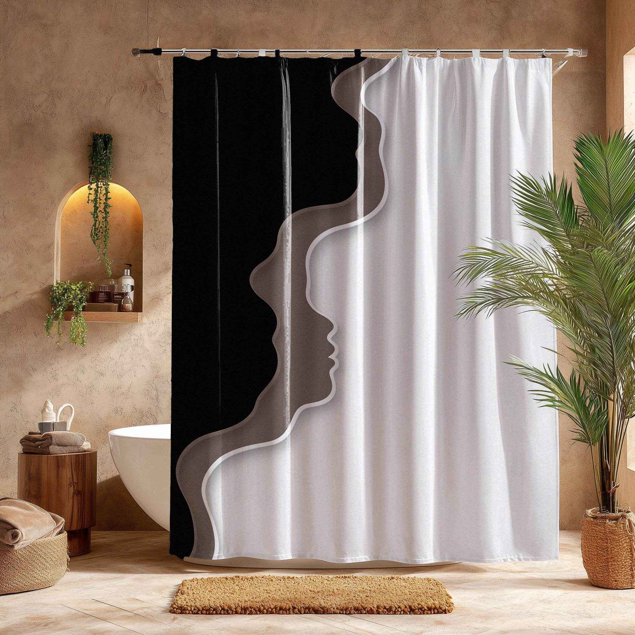 Elegant Dual-Tone Shower Curtain, Modern Bathroom Decor, Minimalist Home Accessory, Gift for Housewarming, Unique Bathroom Design