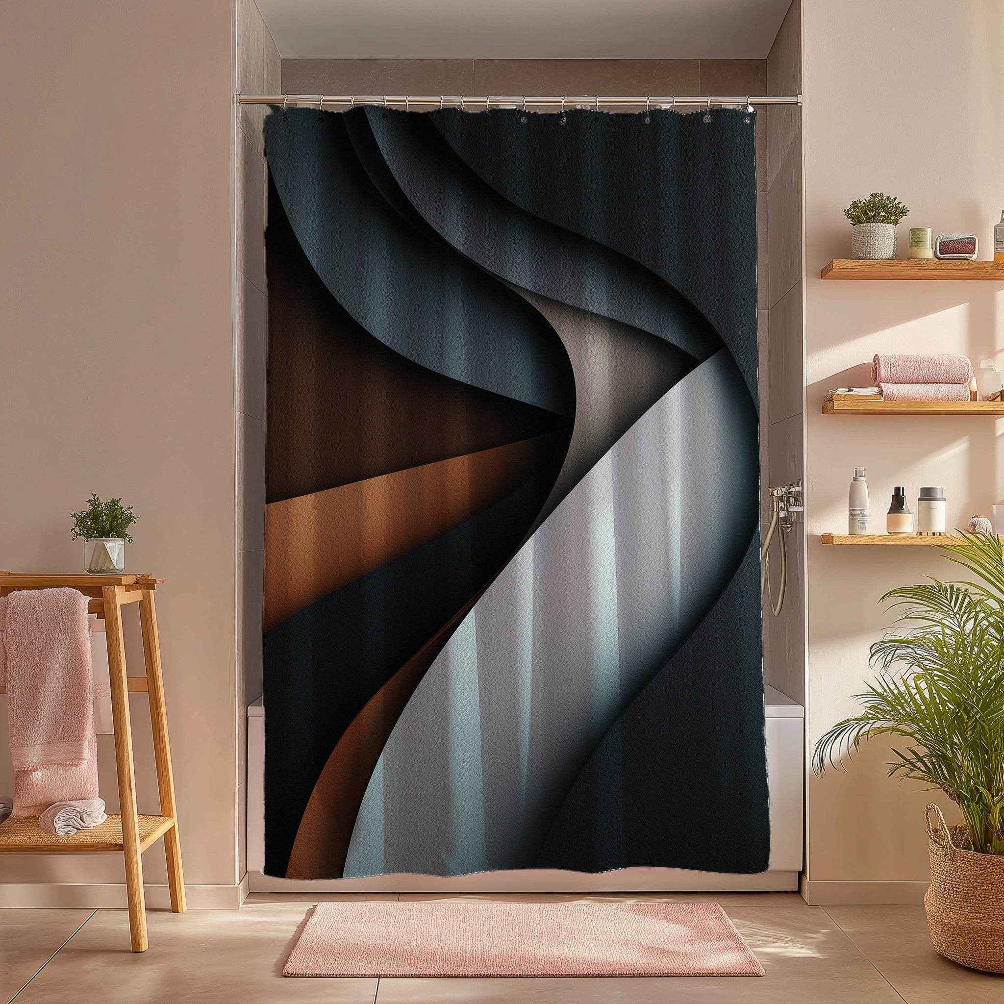 Modern Abstract Shower Curtains, Minimalist Bathroom Décor, Home Spa, Elegant Gift, Trendy Art Accents