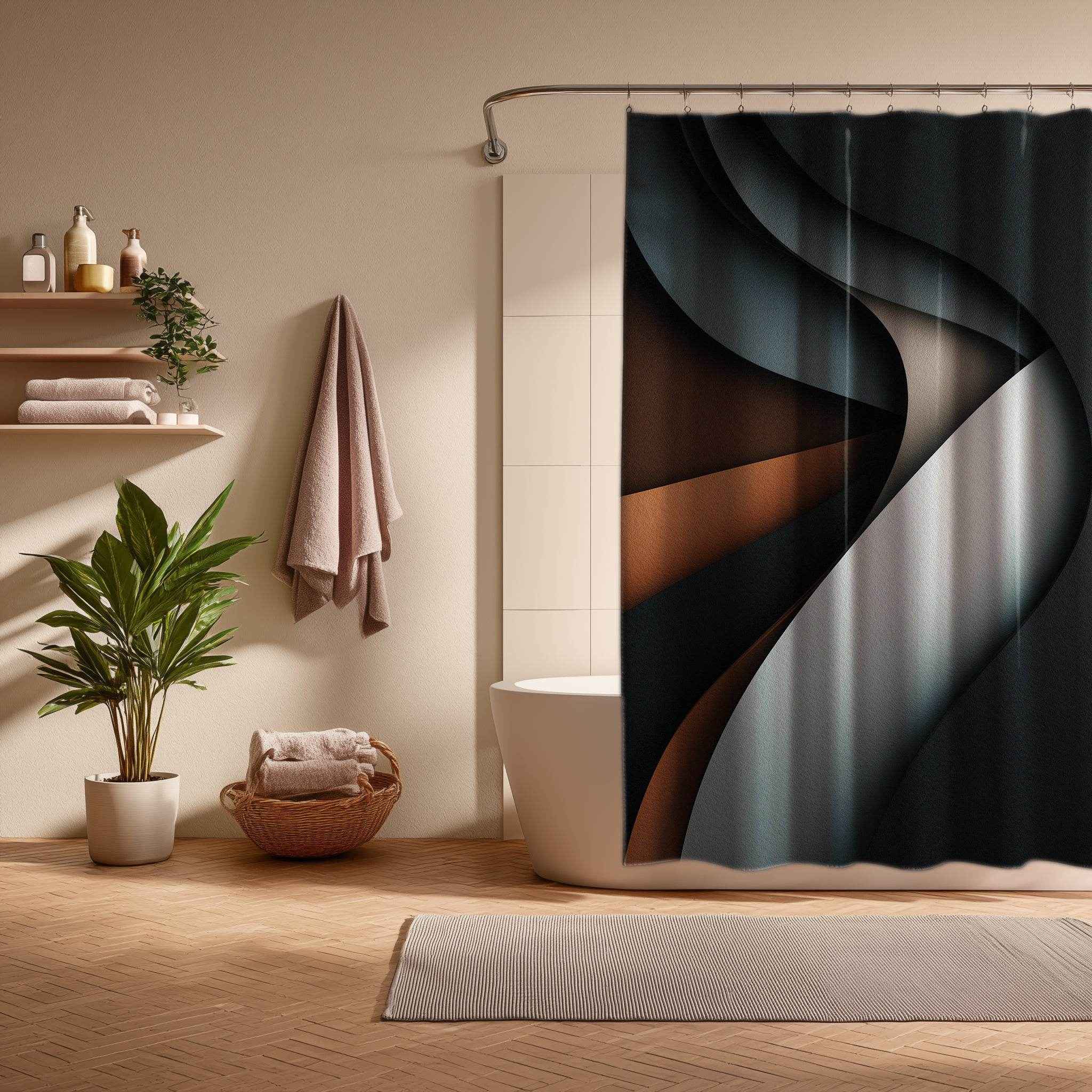 Modern Abstract Shower Curtains, Minimalist Bathroom Décor, Home Spa, Elegant Gift, Trendy Art Accents