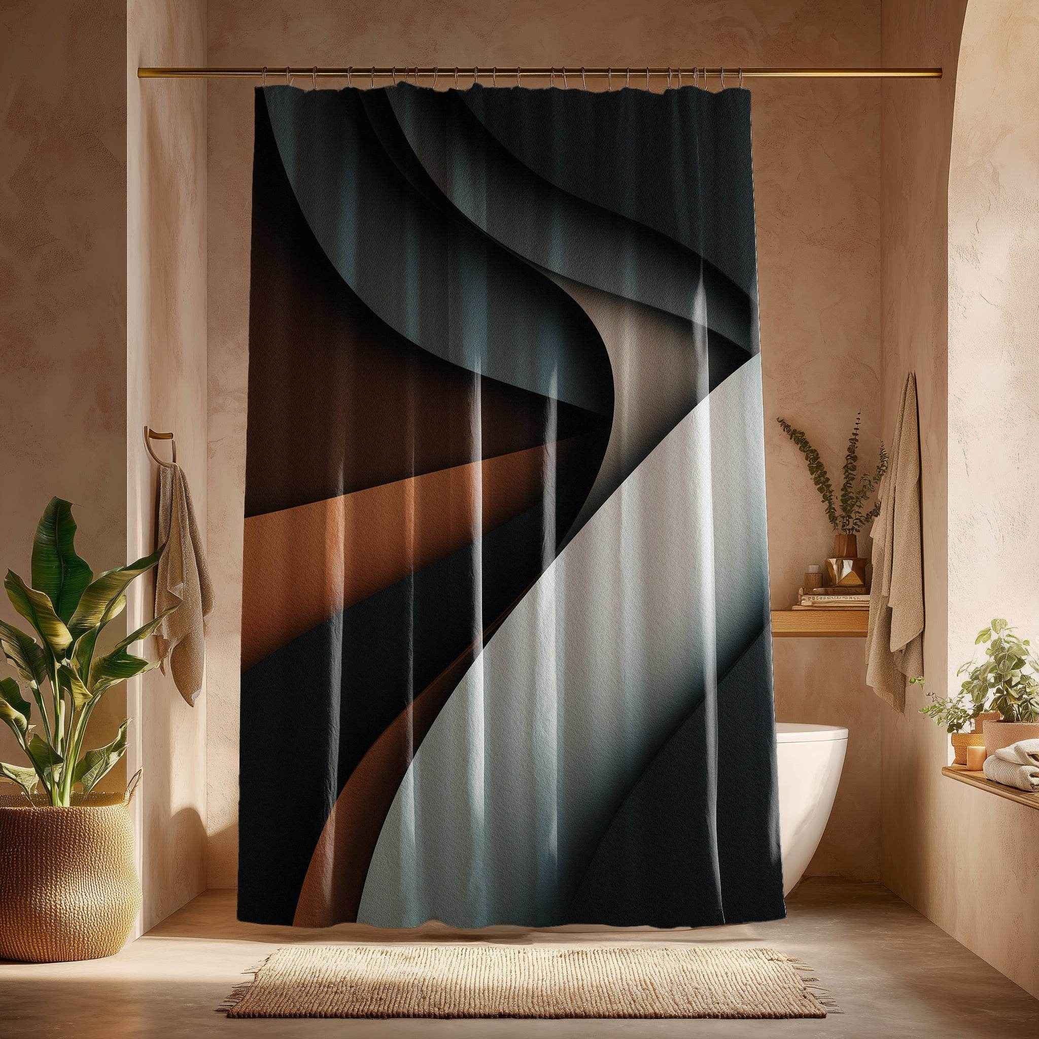 Modern Abstract Shower Curtains, Minimalist Bathroom Décor, Home Spa, Elegant Gift, Trendy Art Accents
