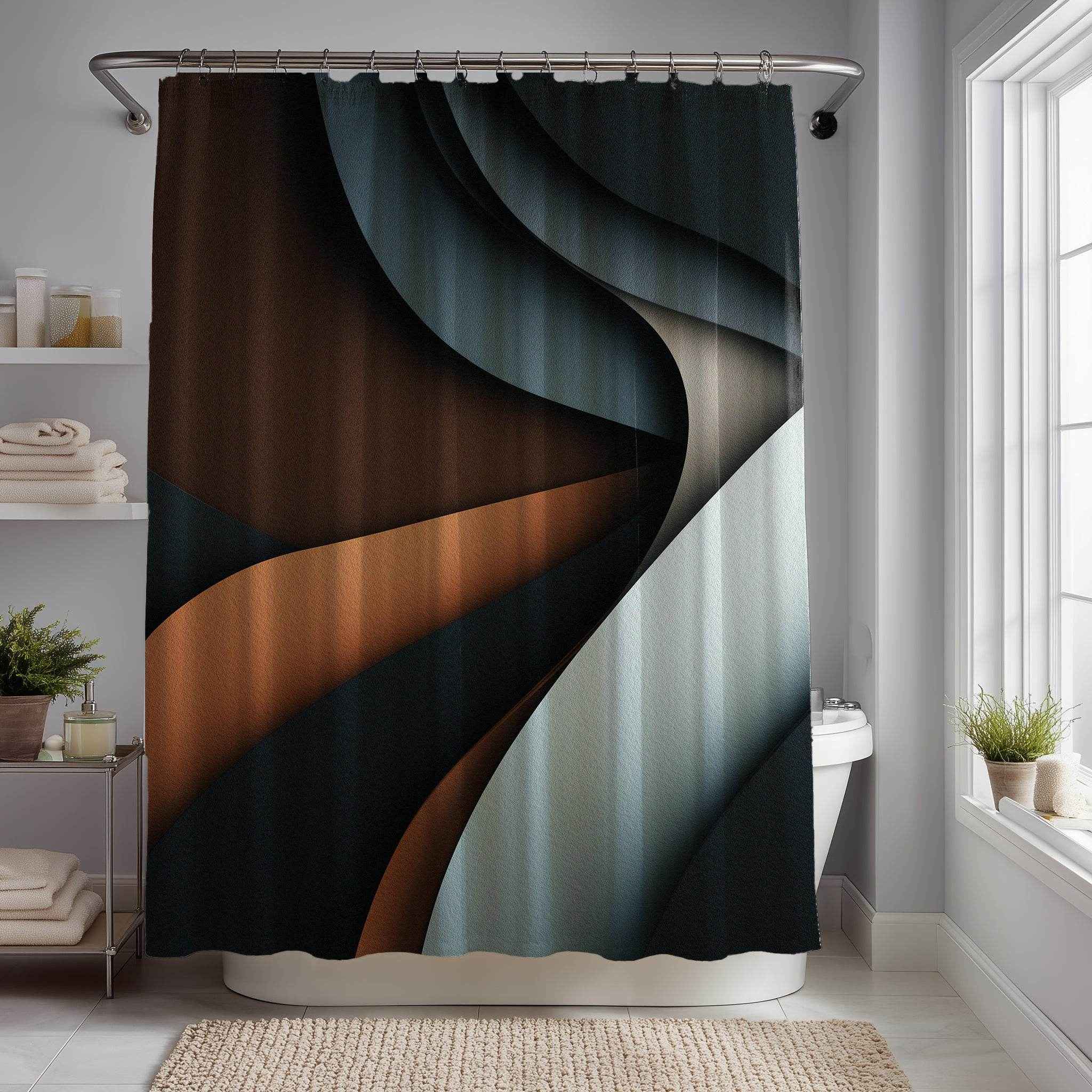 Modern Abstract Shower Curtains, Minimalist Bathroom Décor, Home Spa, Elegant Gift, Trendy Art Accents
