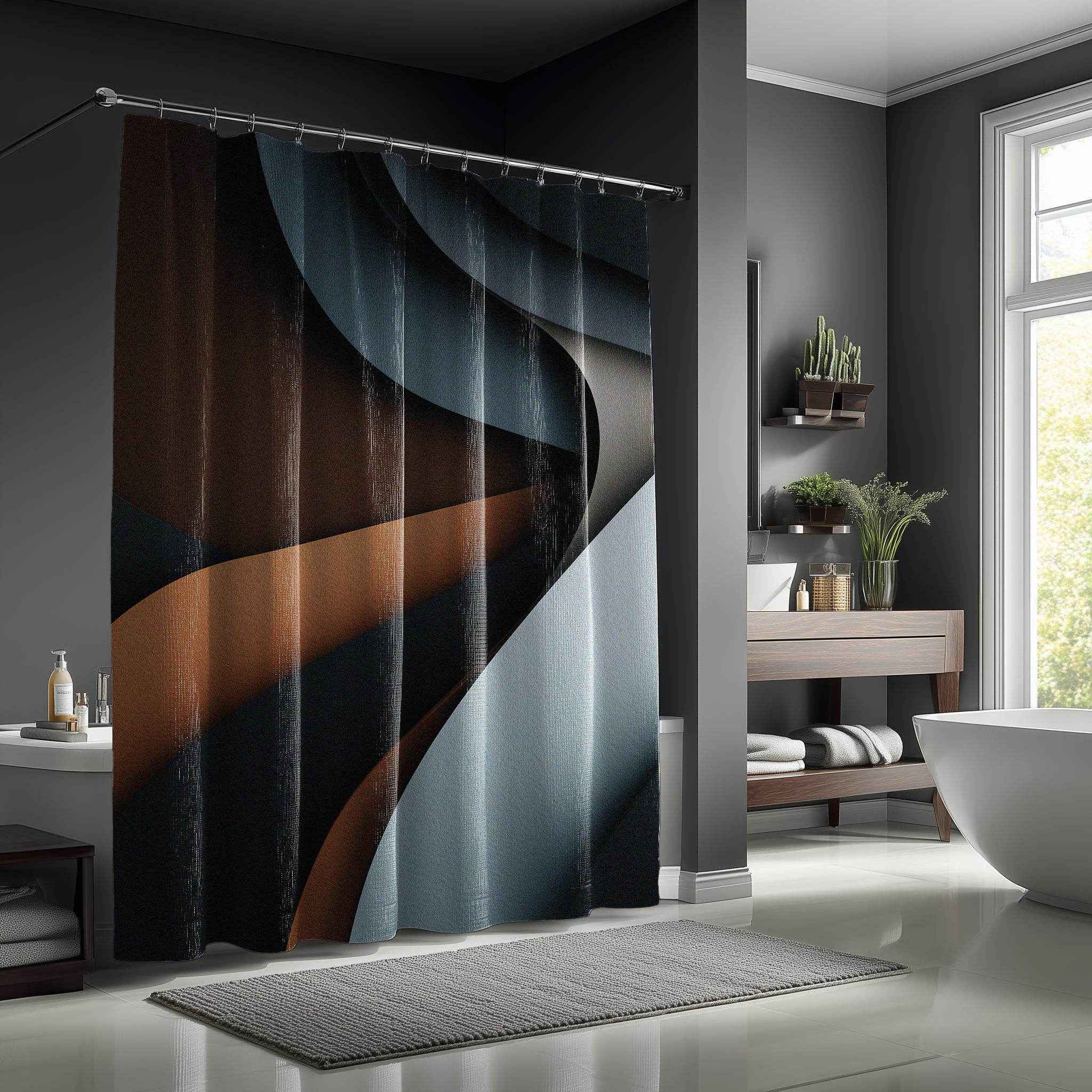 Modern Abstract Shower Curtains, Minimalist Bathroom Décor, Home Spa, Elegant Gift, Trendy Art Accents