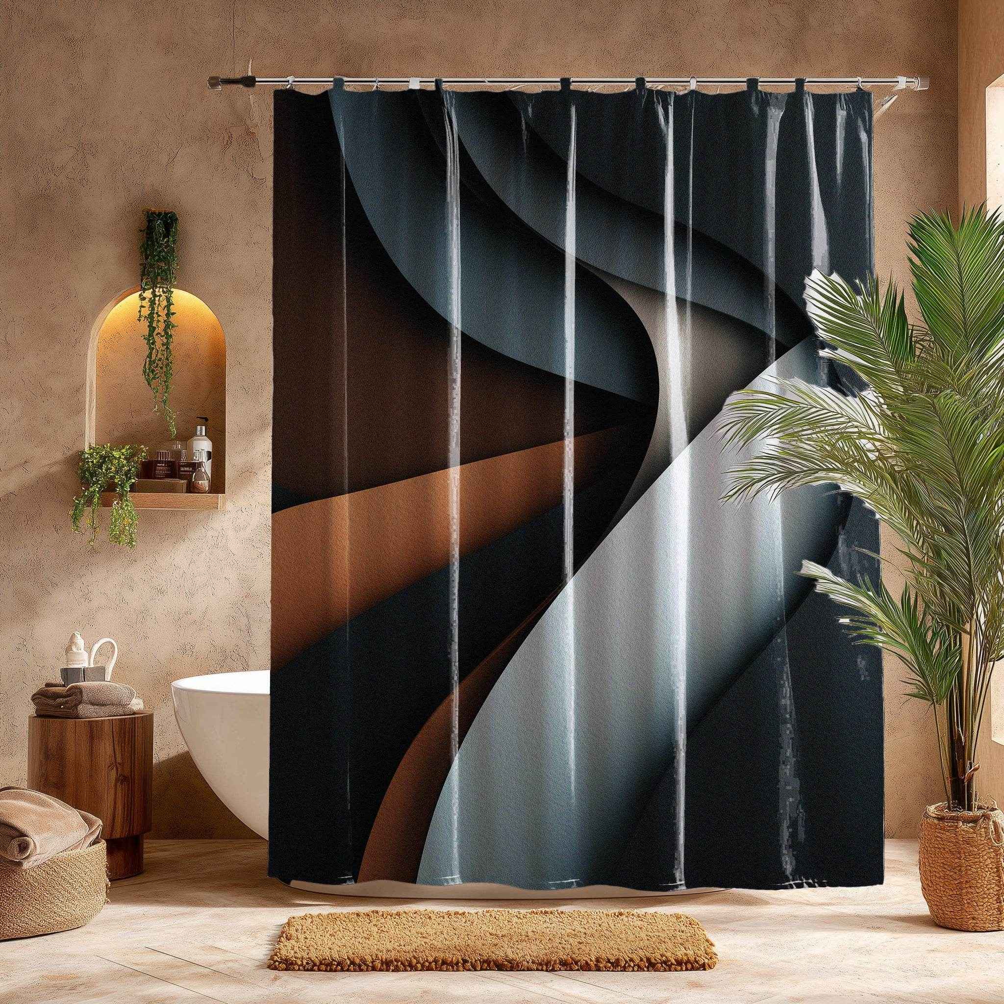 Modern Abstract Shower Curtains, Minimalist Bathroom Décor, Home Spa, Elegant Gift, Trendy Art Accents
