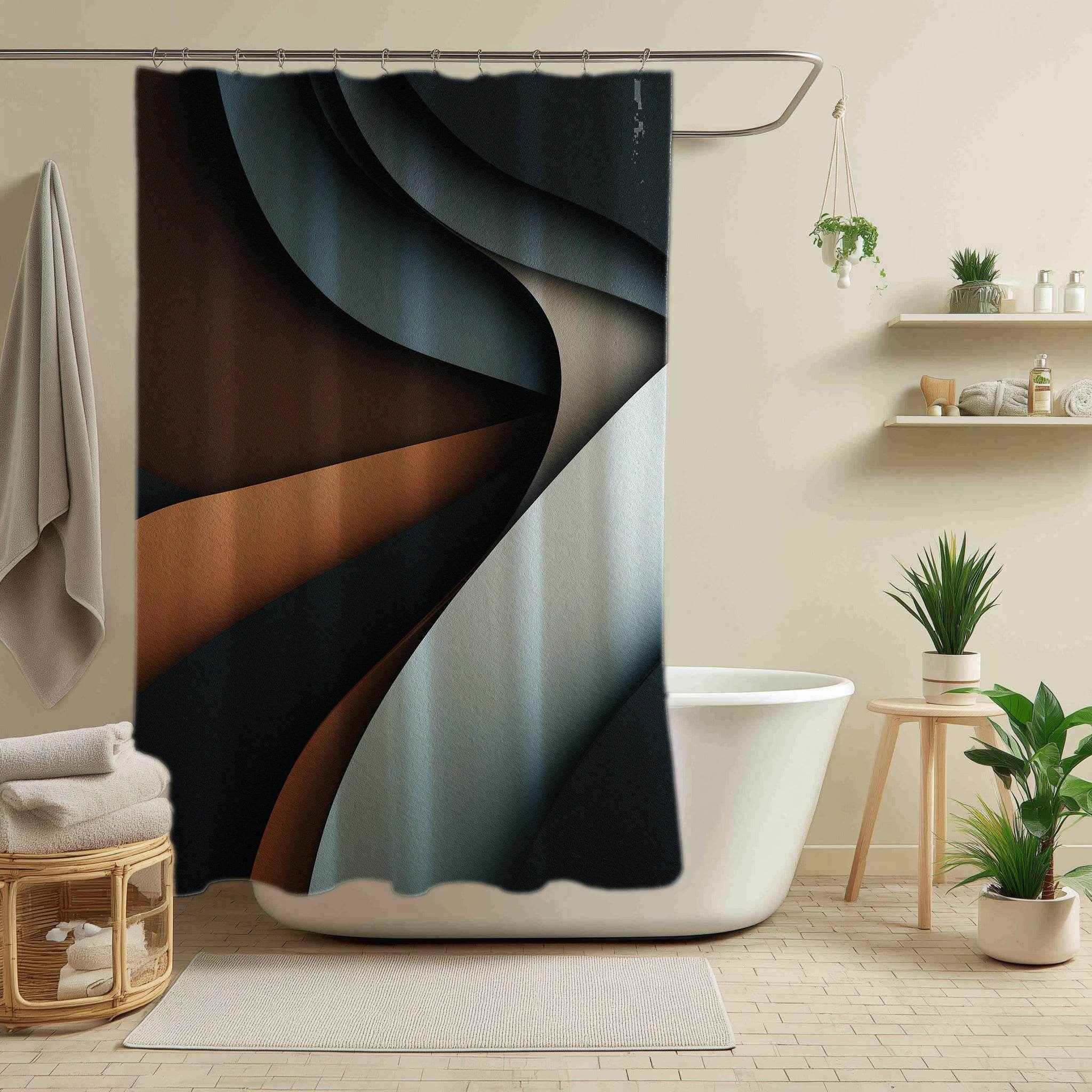 Modern Abstract Shower Curtains, Minimalist Bathroom Décor, Home Spa, Elegant Gift, Trendy Art Accents