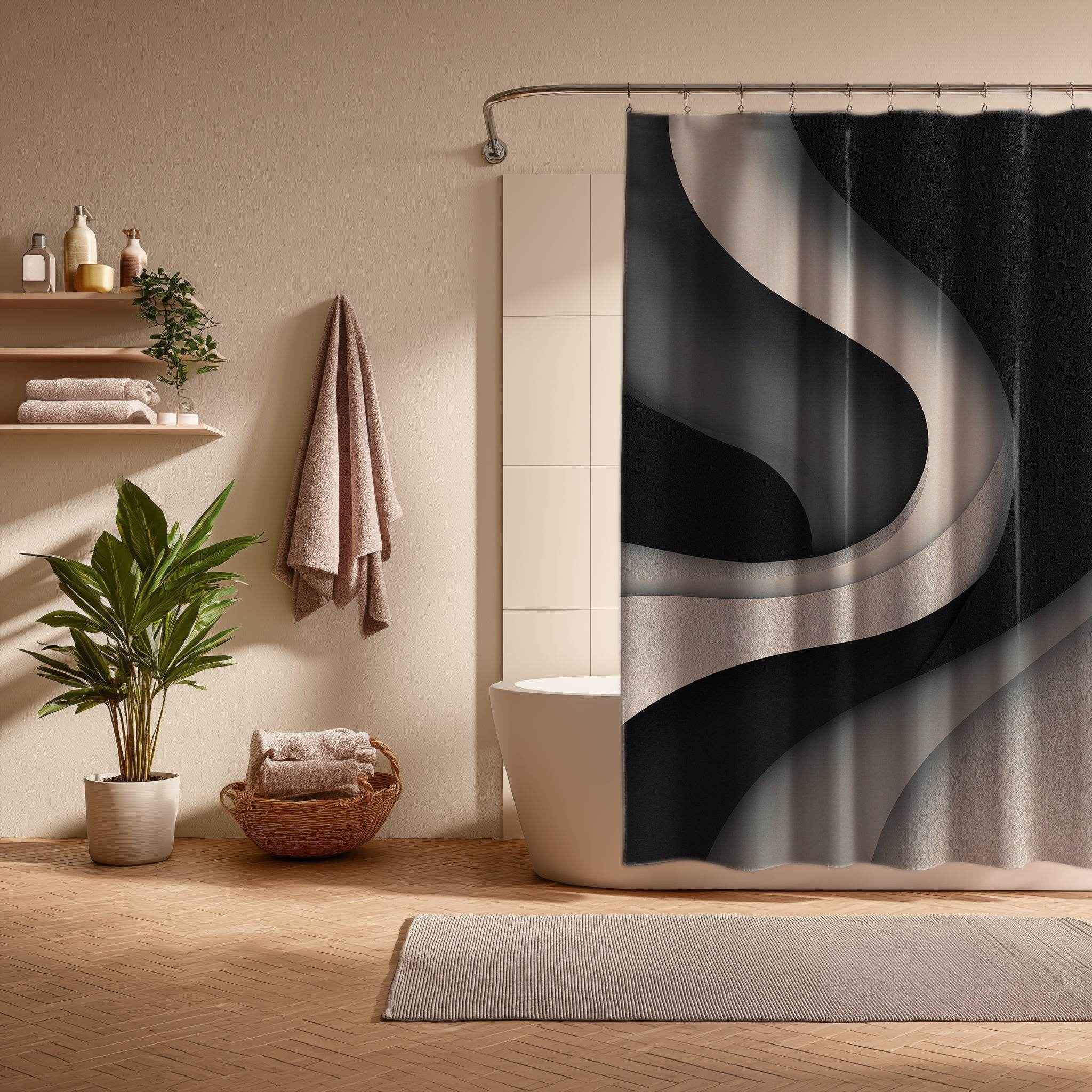 Modern Abstract Shower Curtain, Chic Bathroom Decor, Minimalist Home, Bohemian Vibe, Gift for Newlyweds, Unique Design