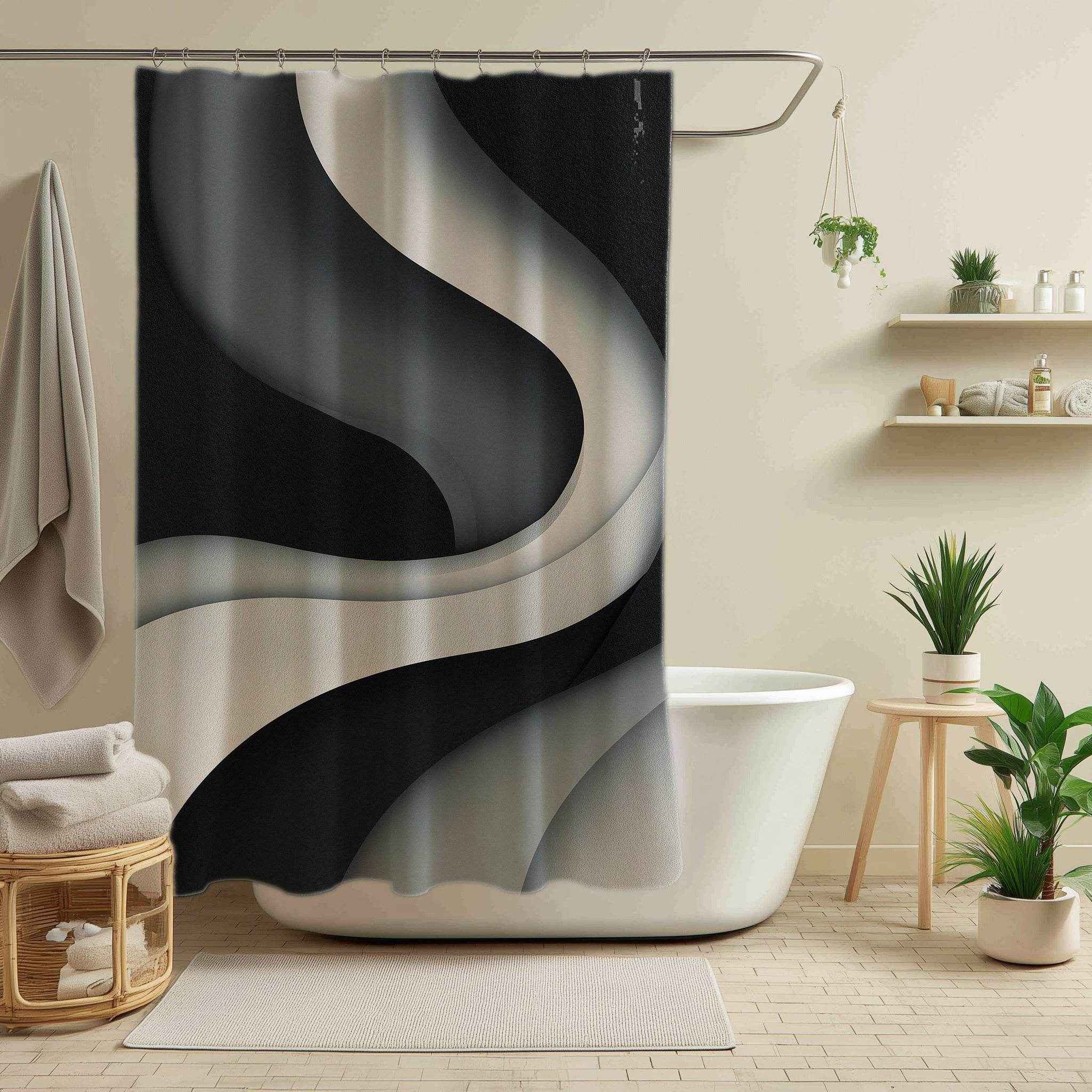 Modern Abstract Shower Curtain, Chic Bathroom Decor, Minimalist Home, Bohemian Vibe, Gift for Newlyweds, Unique Design