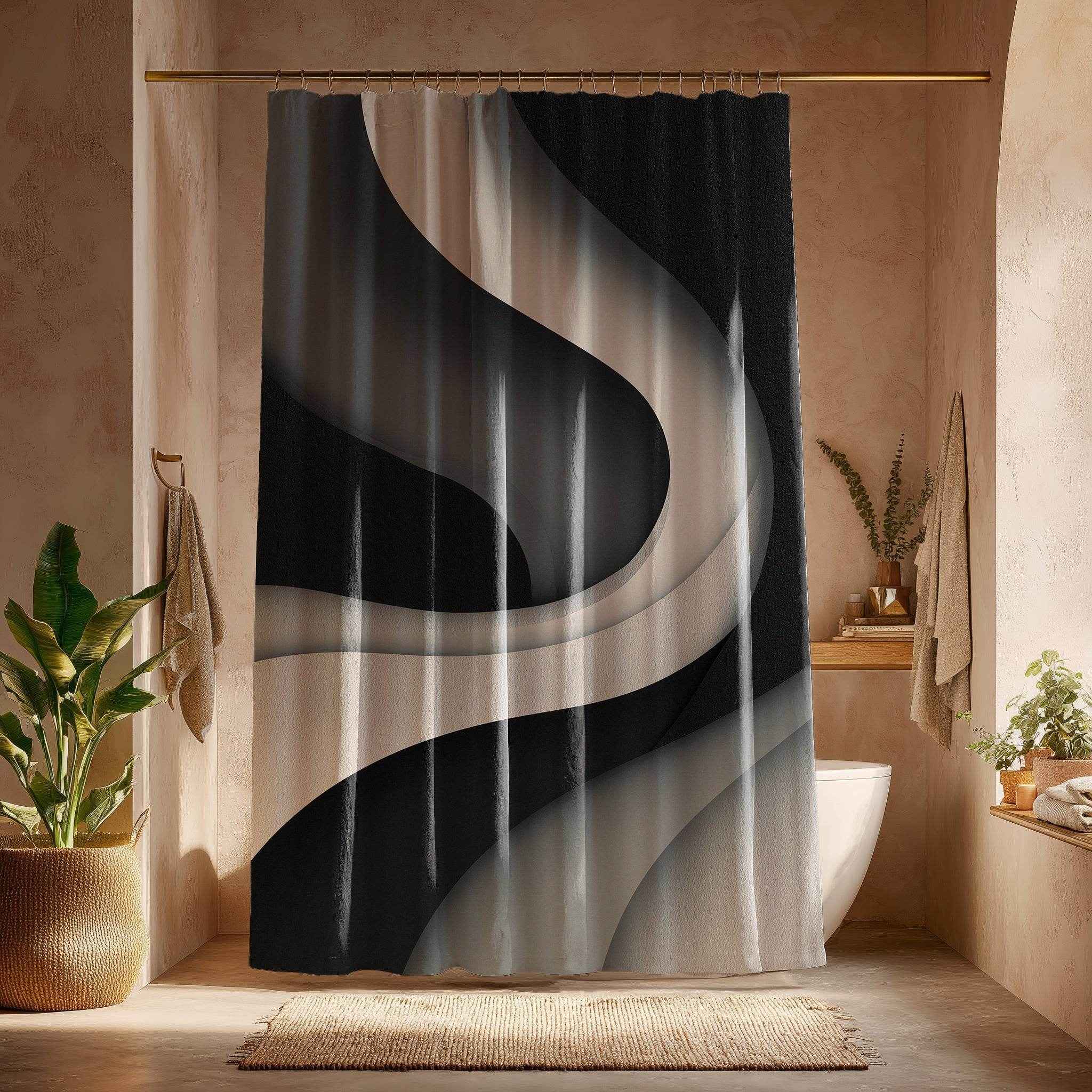 Modern Abstract Shower Curtain, Chic Bathroom Decor, Minimalist Home, Bohemian Vibe, Gift for Newlyweds, Unique Design