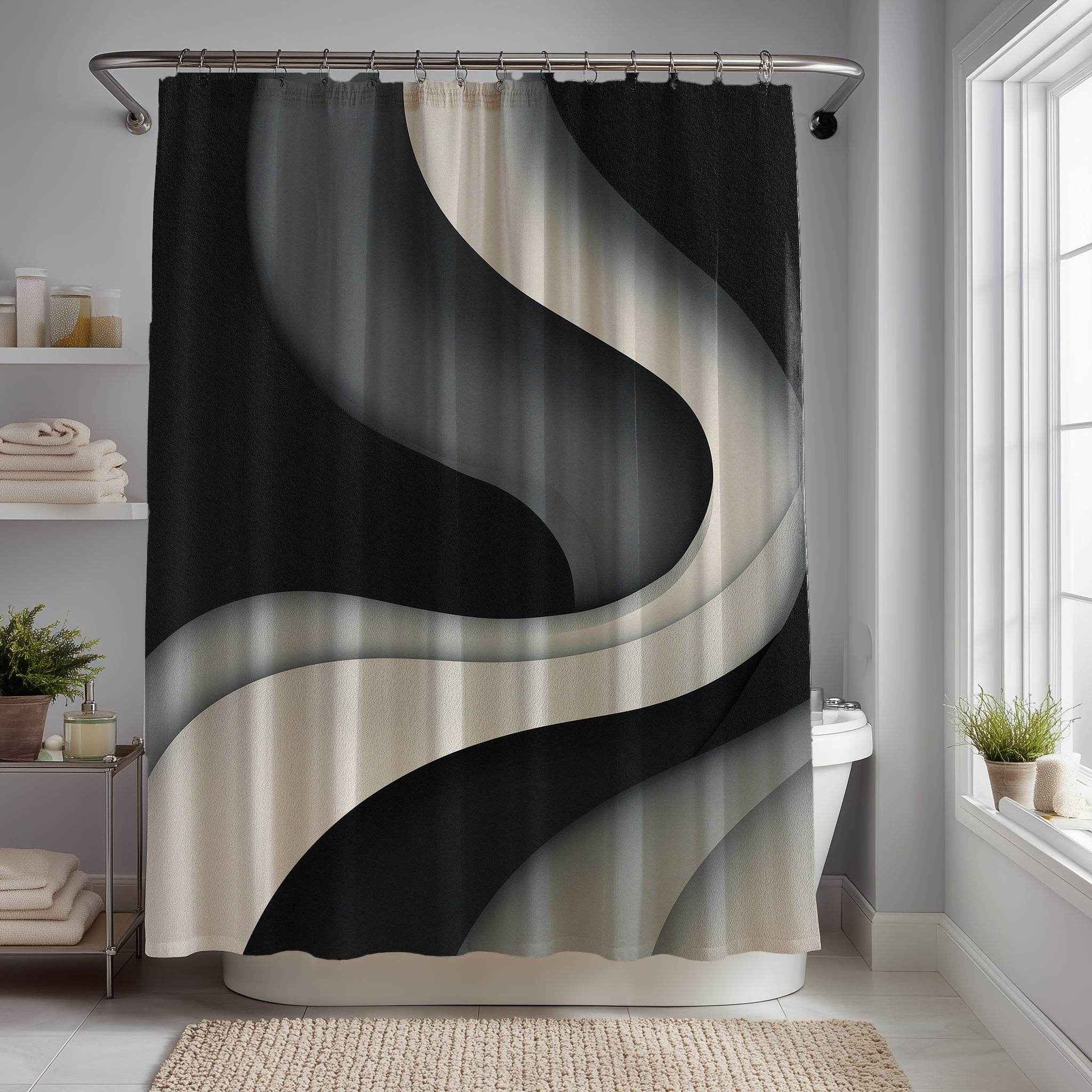 Modern Abstract Shower Curtain, Chic Bathroom Decor, Minimalist Home, Bohemian Vibe, Gift for Newlyweds, Unique Design