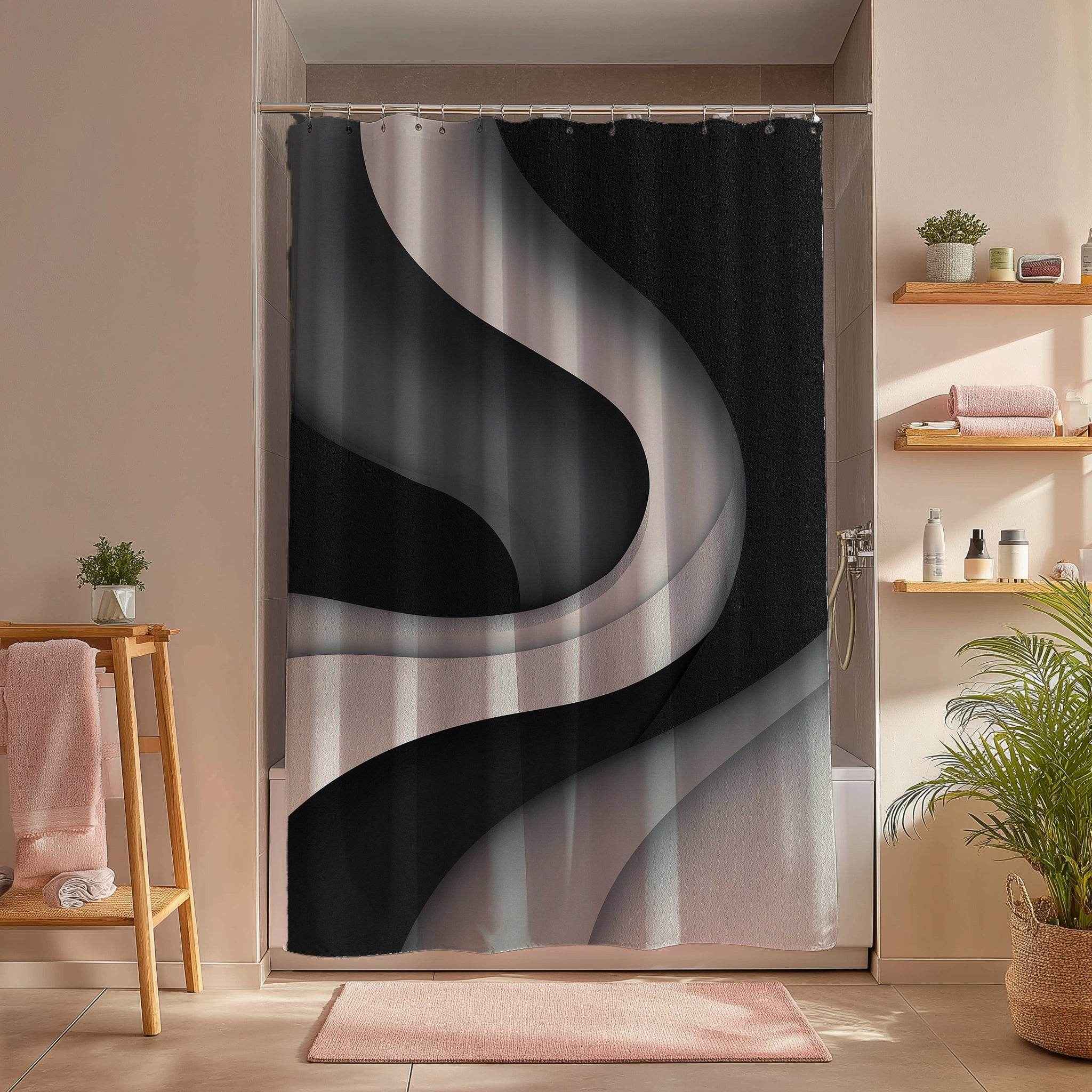 Modern Abstract Shower Curtain, Chic Bathroom Decor, Minimalist Home, Bohemian Vibe, Gift for Newlyweds, Unique Design