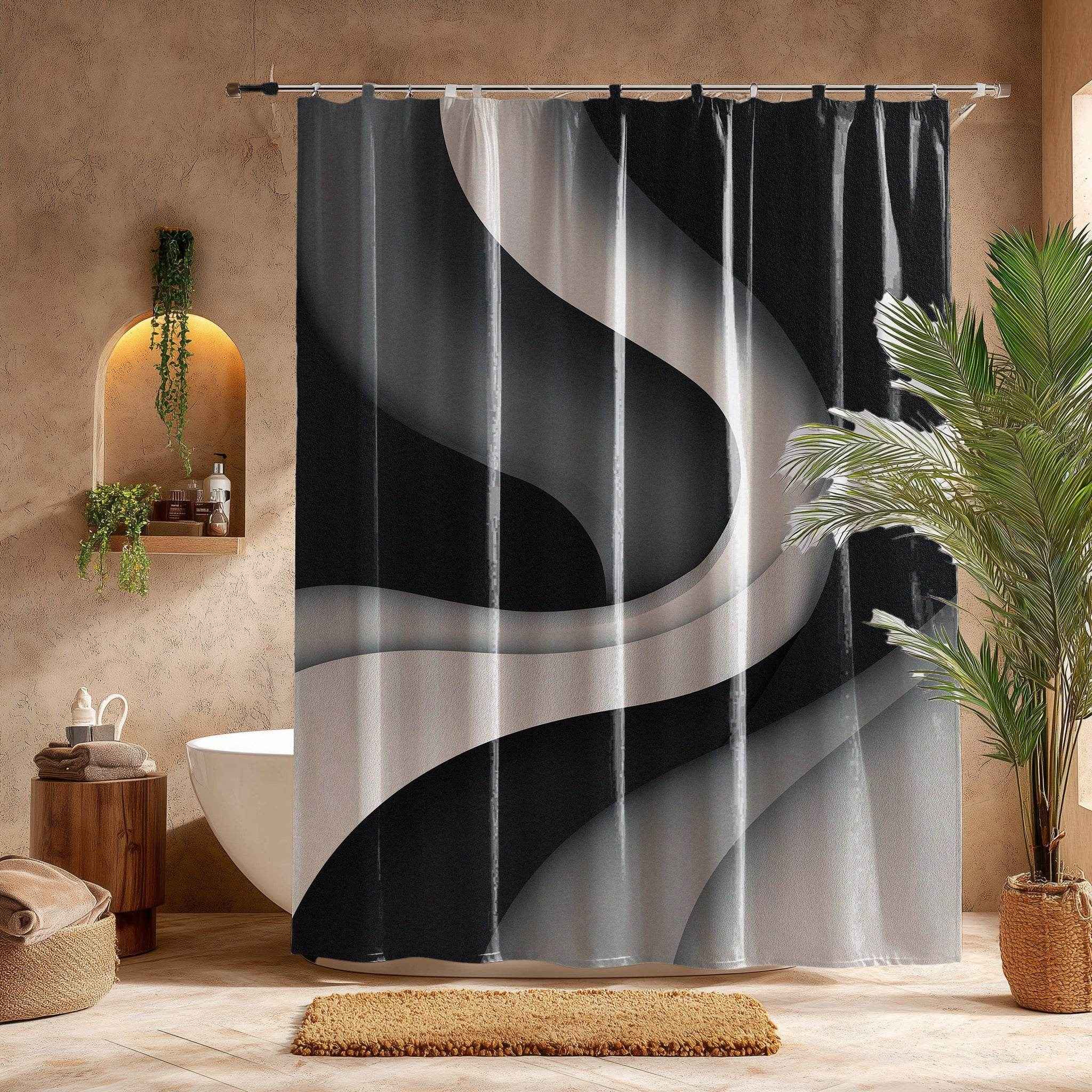 Modern Abstract Shower Curtain, Chic Bathroom Decor, Minimalist Home, Bohemian Vibe, Gift for Newlyweds, Unique Design
