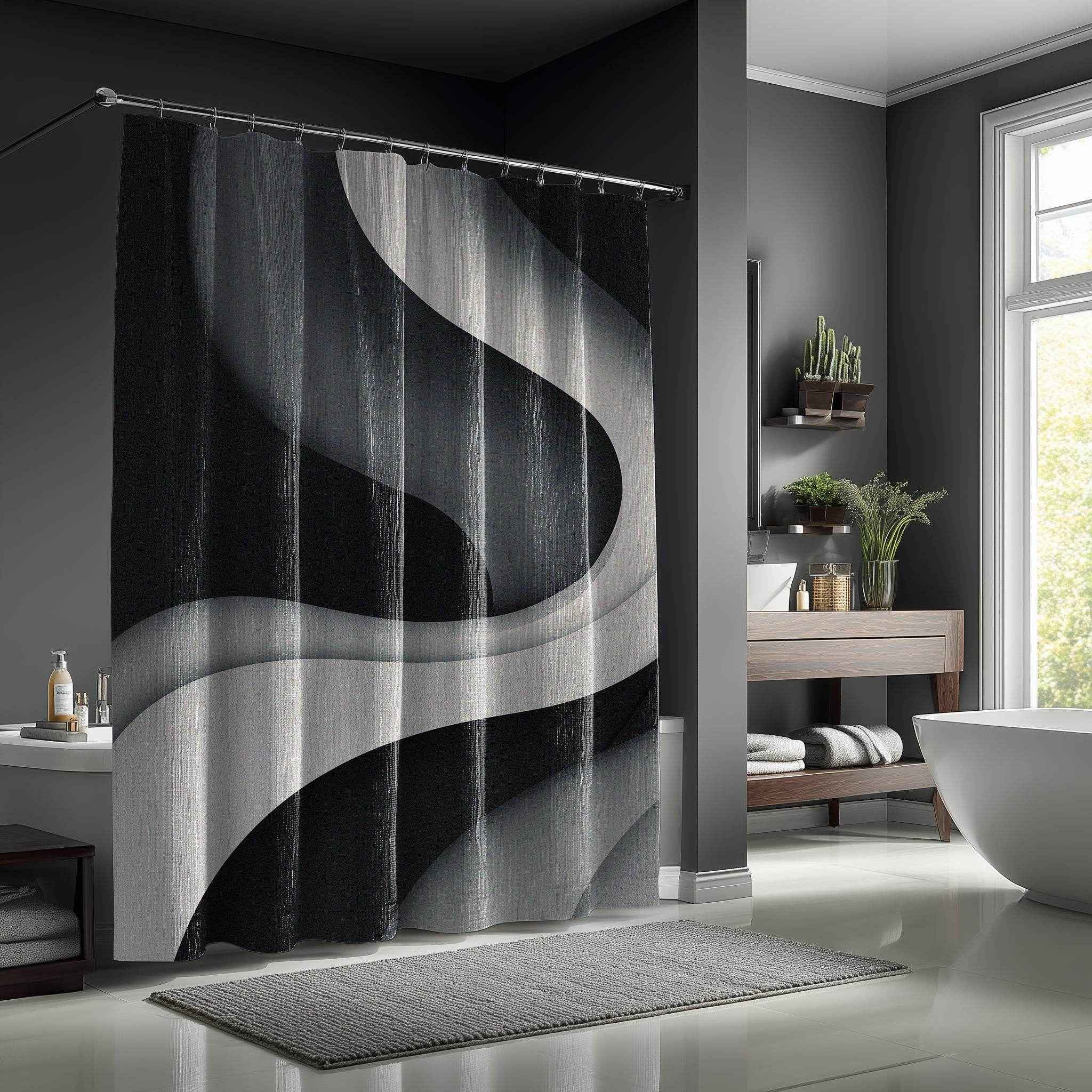 Modern Abstract Shower Curtain, Chic Bathroom Decor, Minimalist Home, Bohemian Vibe, Gift for Newlyweds, Unique Design