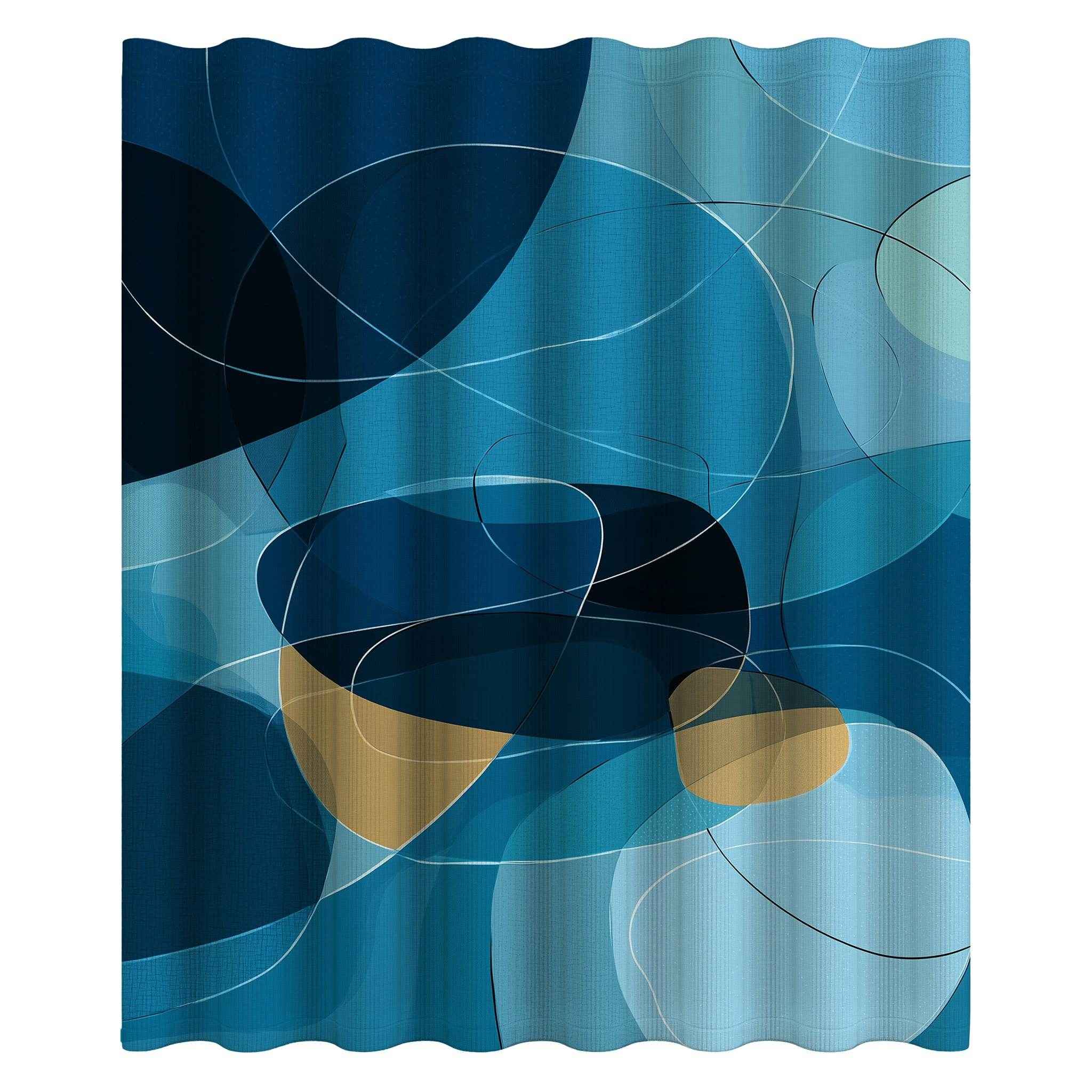 Abstract Blue Shower Curtain | Modern Bathroom Decor | Bohemian Style | Gift for Homeowners | Coastal Vibe | Minimalist Design