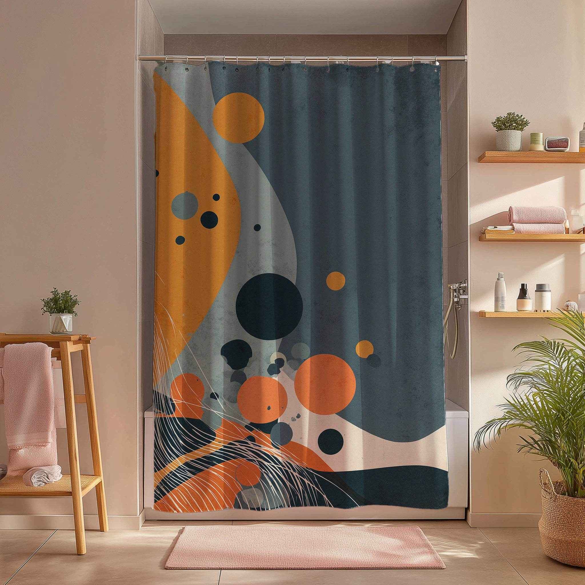 Abstract Modern Shower Curtain, Bright Geometric Design, Bathroom Decor, Gift for New Home, Colorful Art, Abstract Home Decor