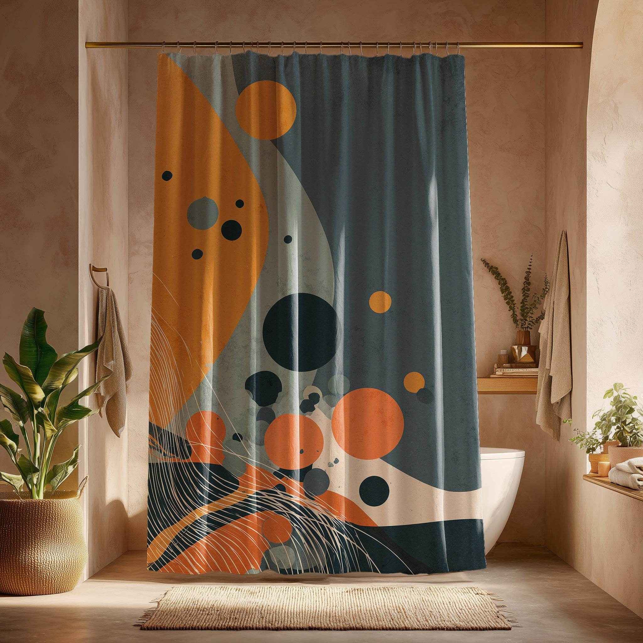 Abstract Modern Shower Curtain, Bright Geometric Design, Bathroom Decor, Gift for New Home, Colorful Art, Abstract Home Decor