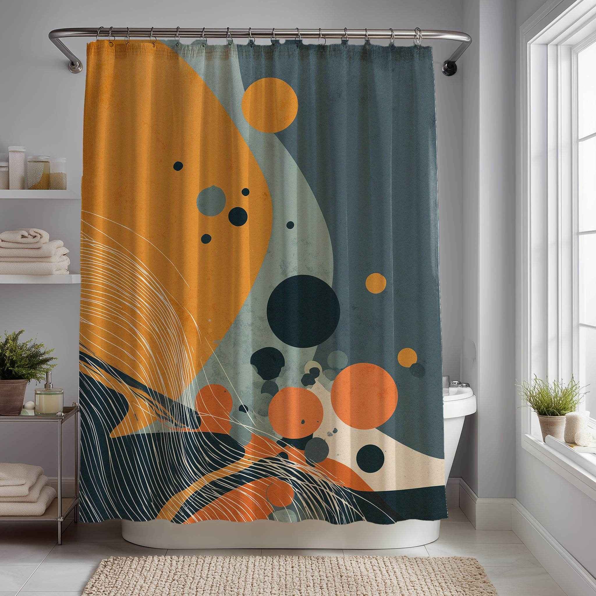 Abstract Modern Shower Curtain, Bright Geometric Design, Bathroom Decor, Gift for New Home, Colorful Art, Abstract Home Decor