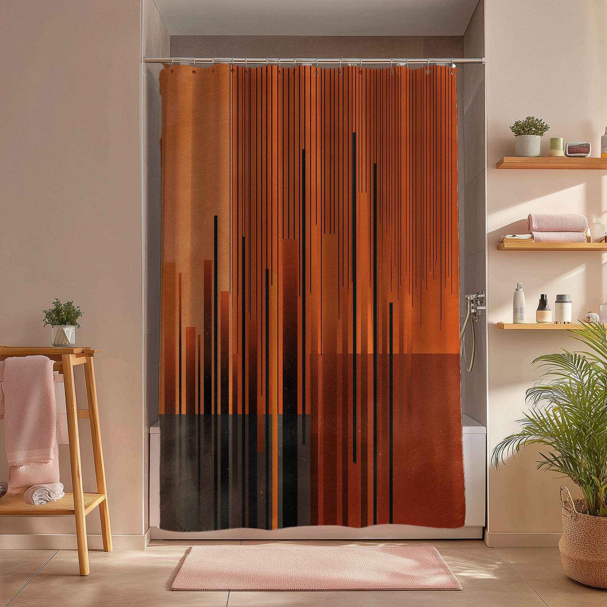 Abstract Art Shower Curtain, Modern Bathroom Decor, Boho Chic Shower Curtain, Minimalist Home Accessories, Trendy Expressive Design