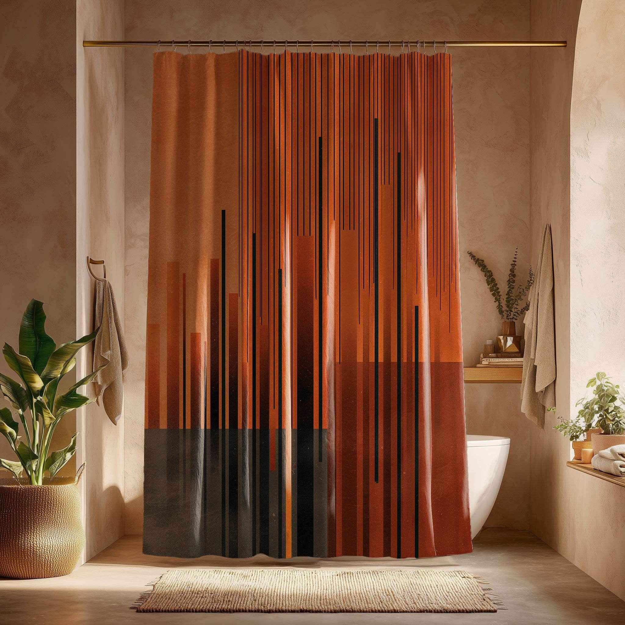 Abstract Art Shower Curtain, Modern Bathroom Decor, Boho Chic Shower Curtain, Minimalist Home Accessories, Trendy Expressive Design