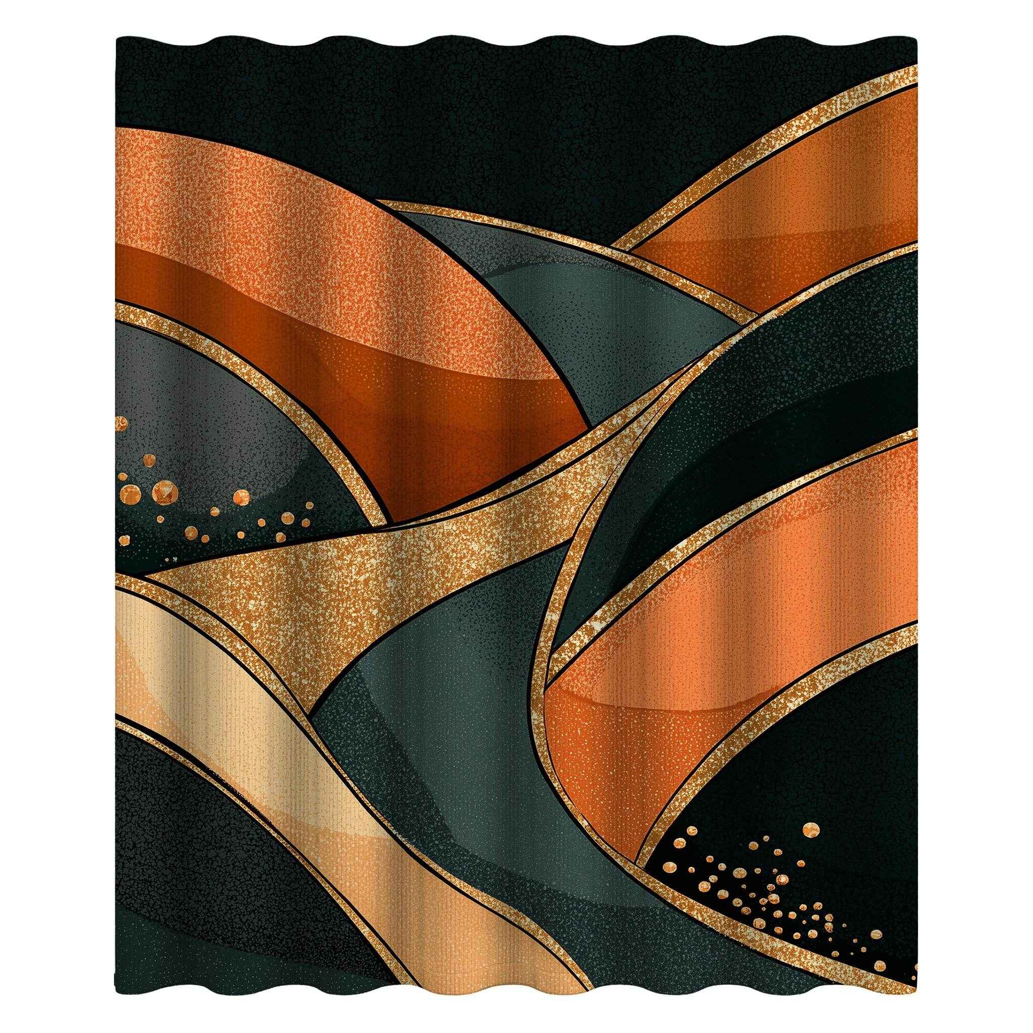 Stylish Abstract Shower Curtain, Modern Bathroom Decor, Boho Chic Waterproof Curtain, Geometric Wave Design, Gift for Home