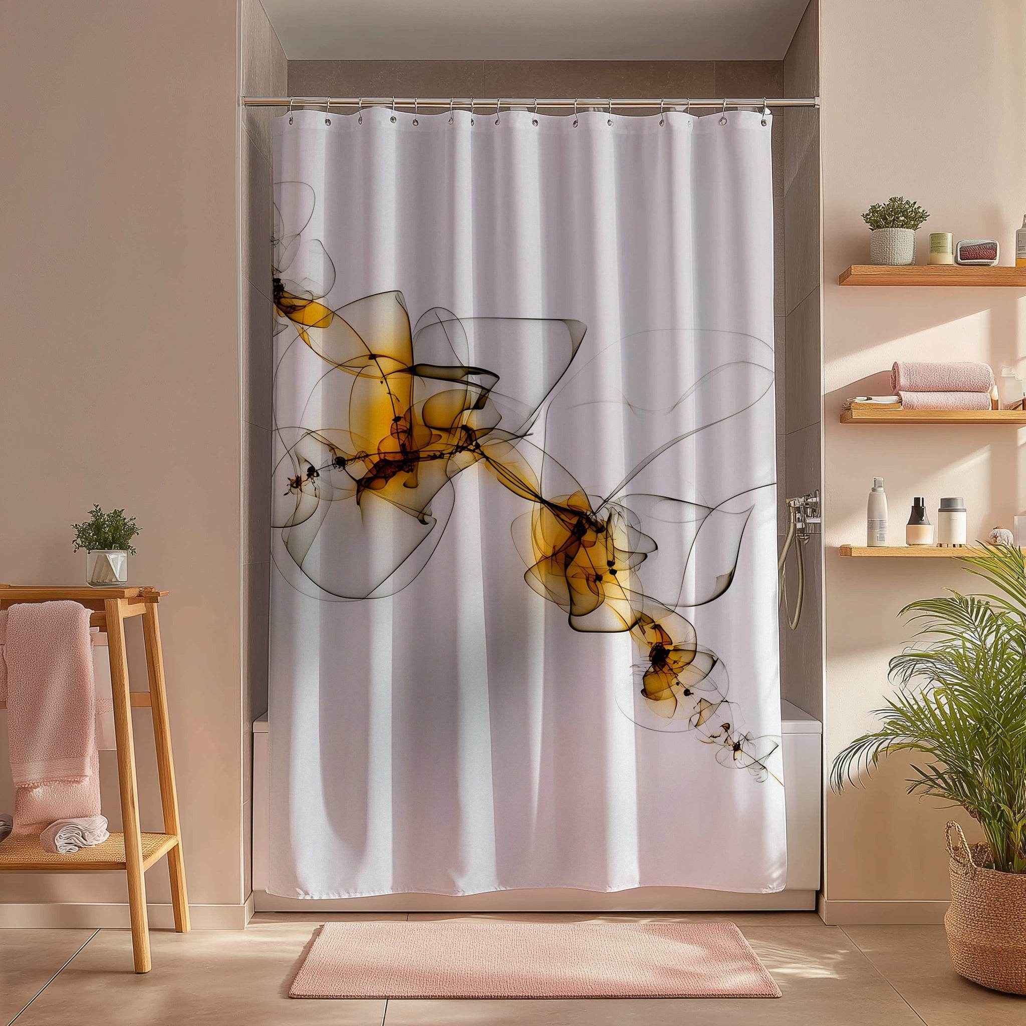 Elegant Abstract Shower Curtain | Modern Bathroom Decor, Artistic Home Accent, Unique Gift for Housewarming, Weddings, Holidays