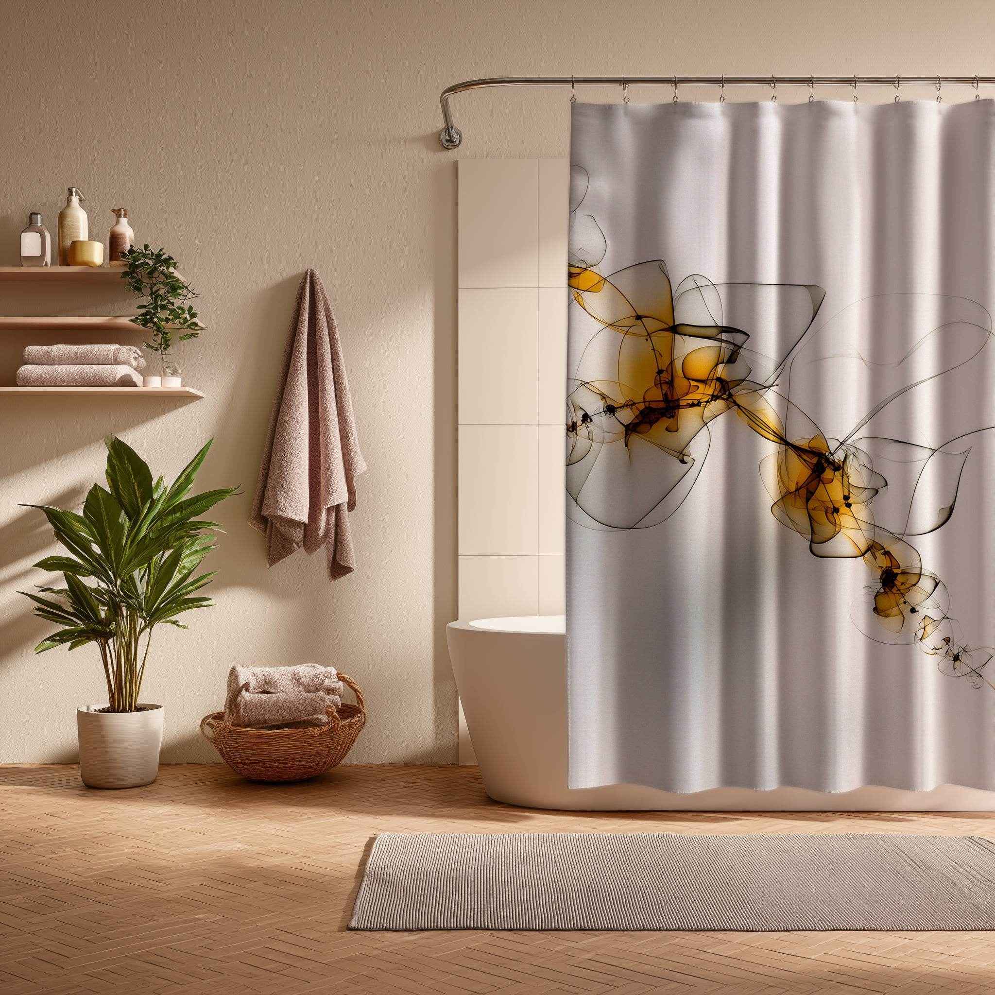 Elegant Abstract Shower Curtain | Modern Bathroom Decor, Artistic Home Accent, Unique Gift for Housewarming, Weddings, Holidays
