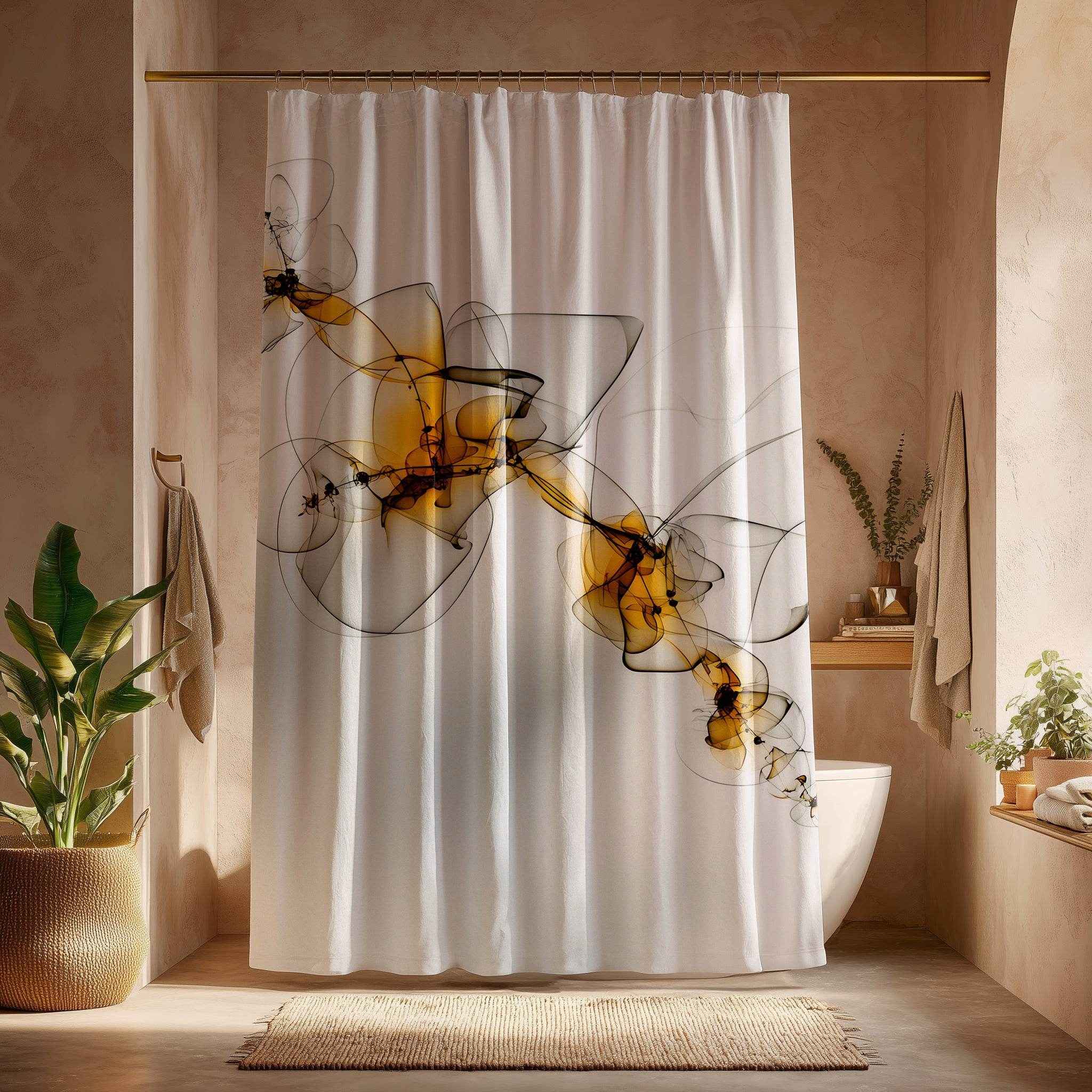 Elegant Abstract Shower Curtain | Modern Bathroom Decor, Artistic Home Accent, Unique Gift for Housewarming, Weddings, Holidays