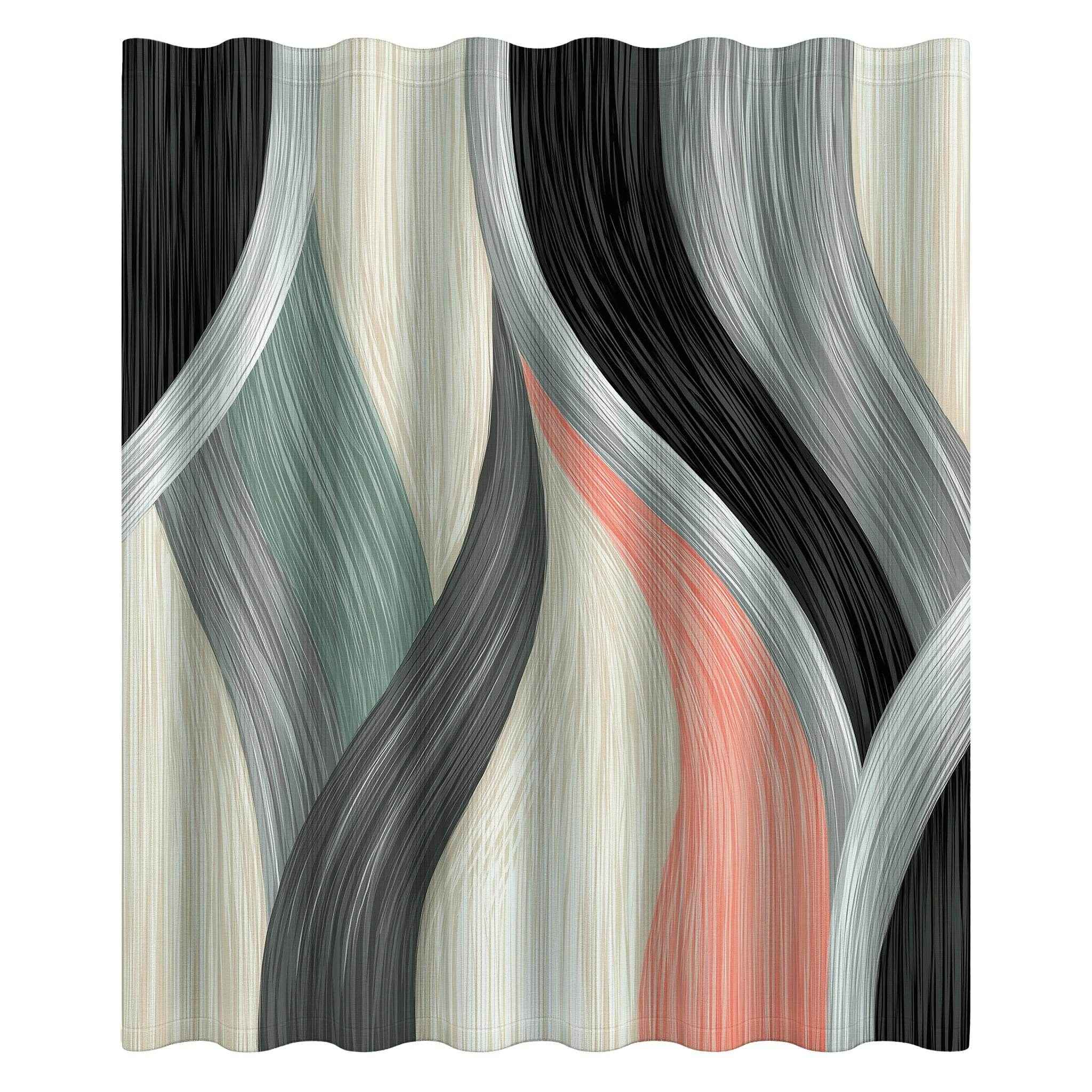 Modern Abstract Shower Curtain, Boho Bathroom Decor, Colorful Wave Design, Stylish Home Textile, Unique Gift Idea