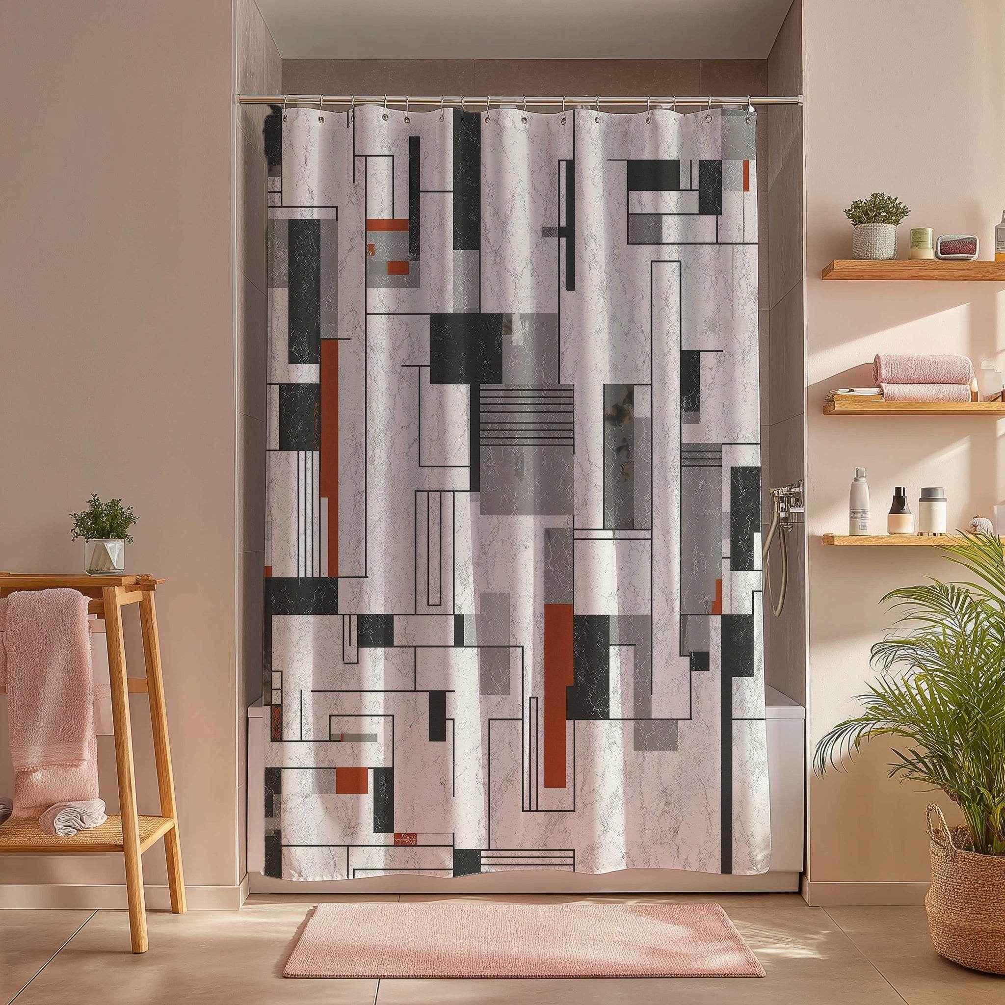 Modern Geometric Shower Curtains, Contemporary Bathroom Decor, Stylish Home Upgrade, Unique Gift for Housewarming, Trendy Bathroom Accessory
