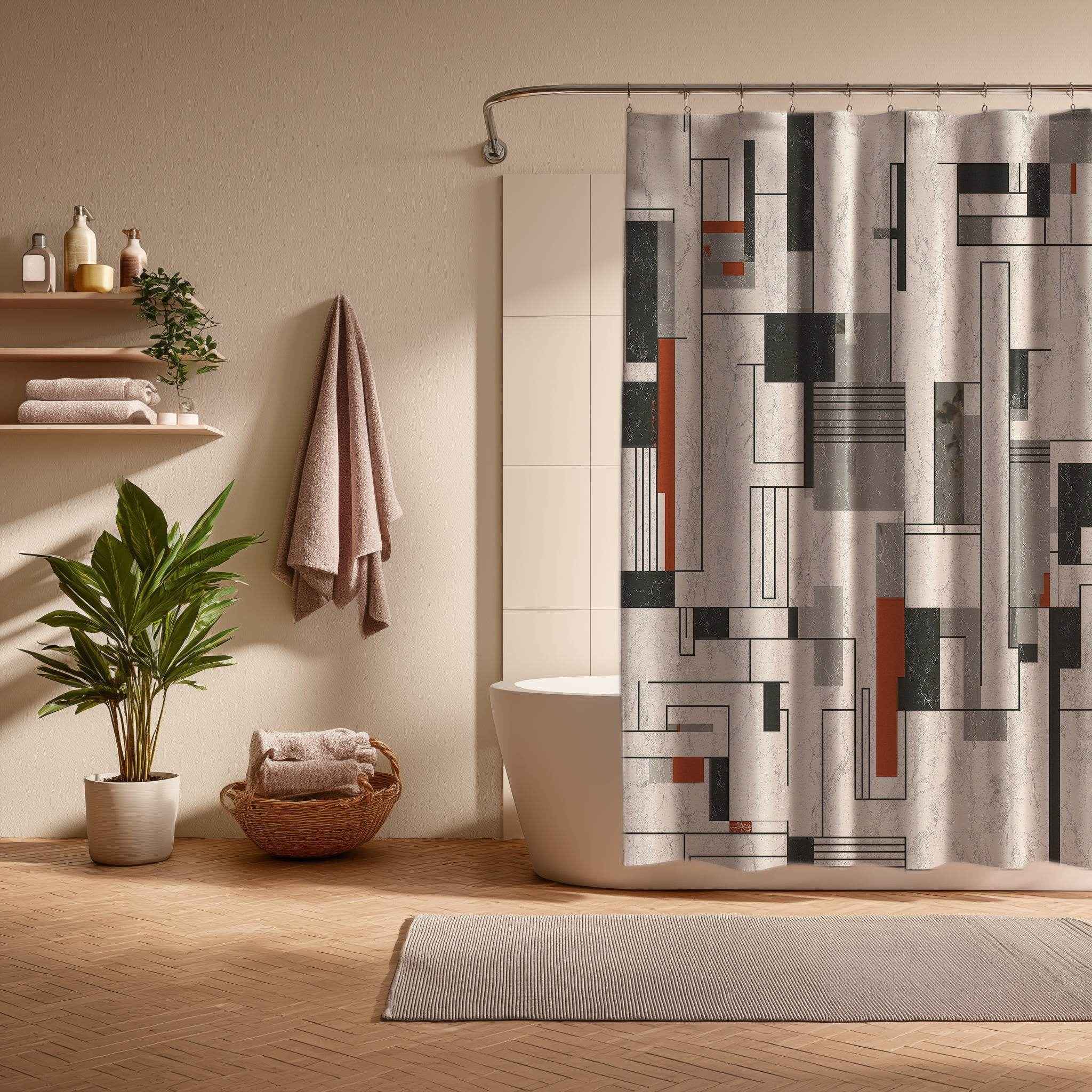 Modern Geometric Shower Curtains, Contemporary Bathroom Decor, Stylish Home Upgrade, Unique Gift for Housewarming, Trendy Bathroom Accessory
