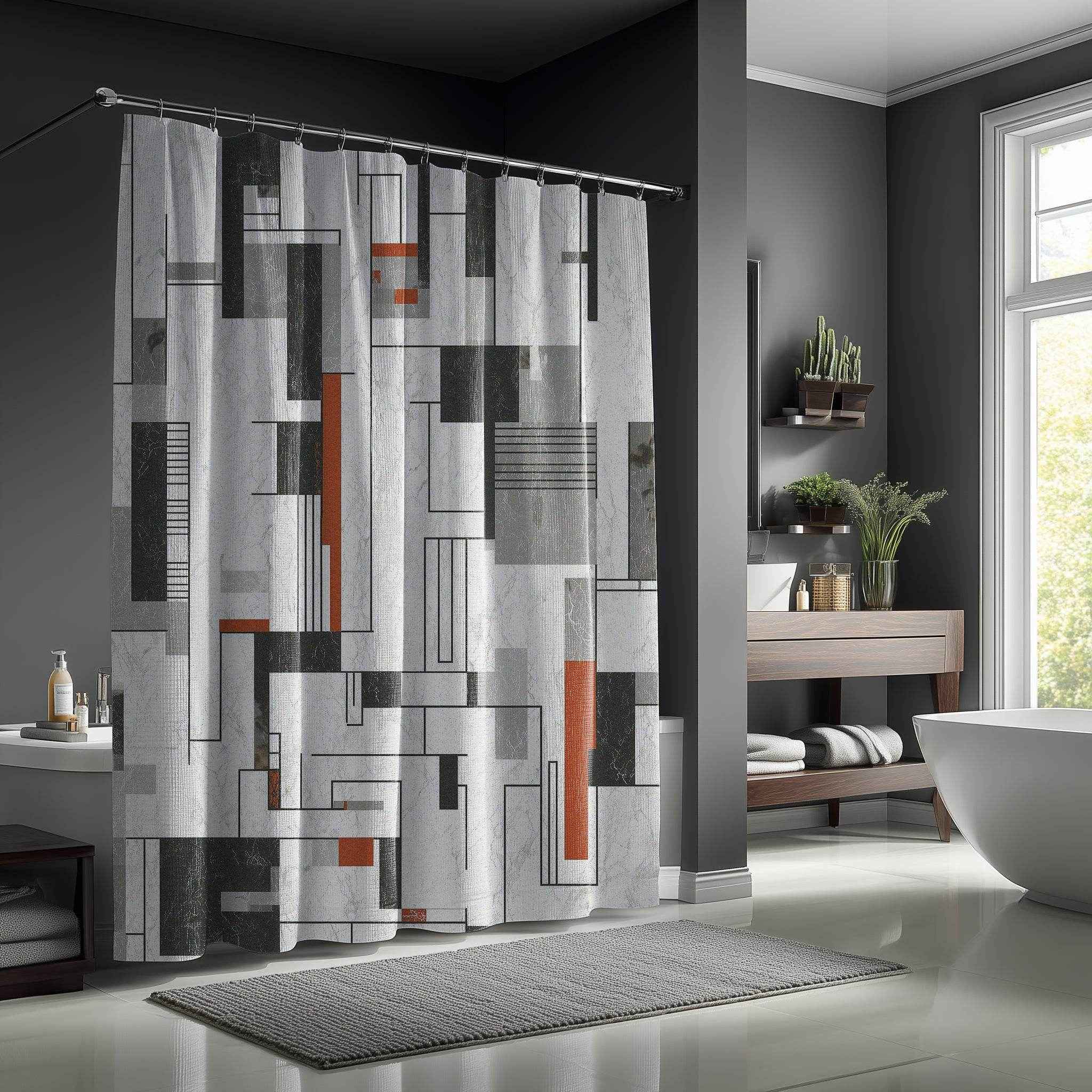 Modern Geometric Shower Curtains, Contemporary Bathroom Decor, Stylish Home Upgrade, Unique Gift for Housewarming, Trendy Bathroom Accessory