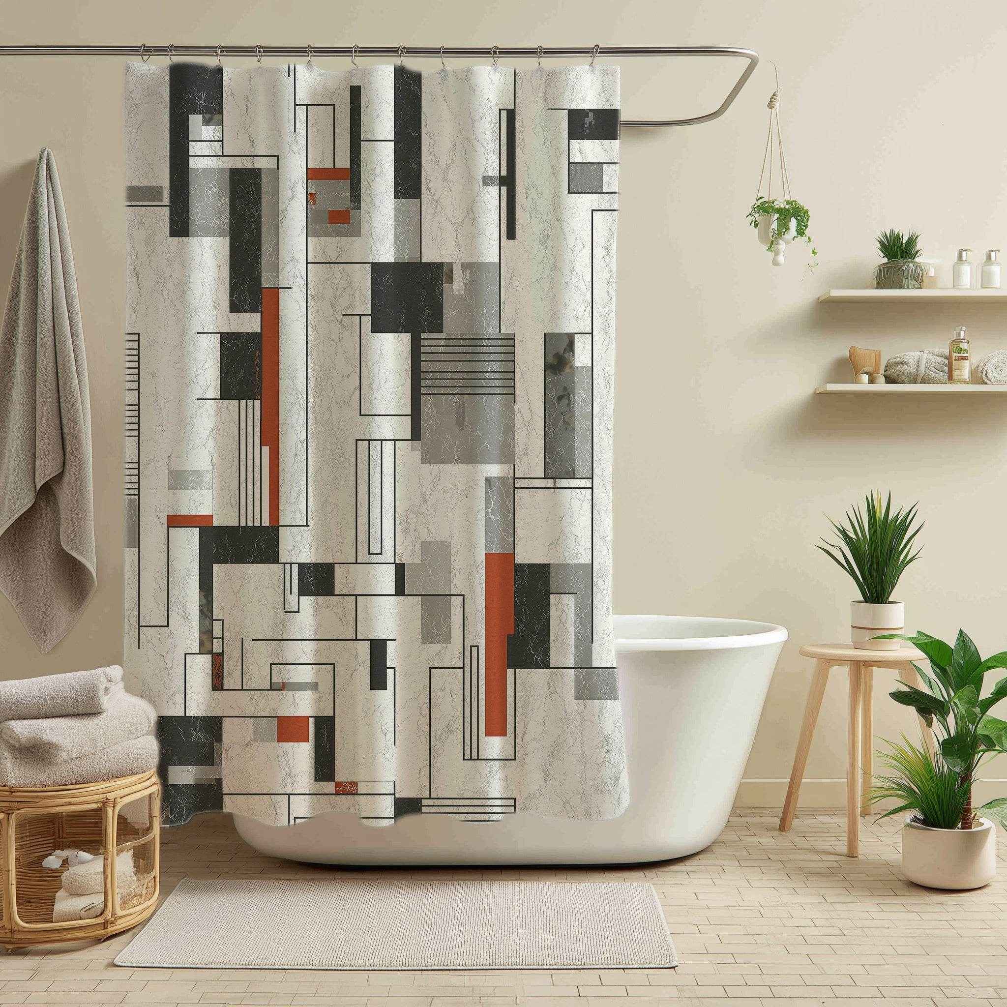 Modern Geometric Shower Curtains, Contemporary Bathroom Decor, Stylish Home Upgrade, Unique Gift for Housewarming, Trendy Bathroom Accessory