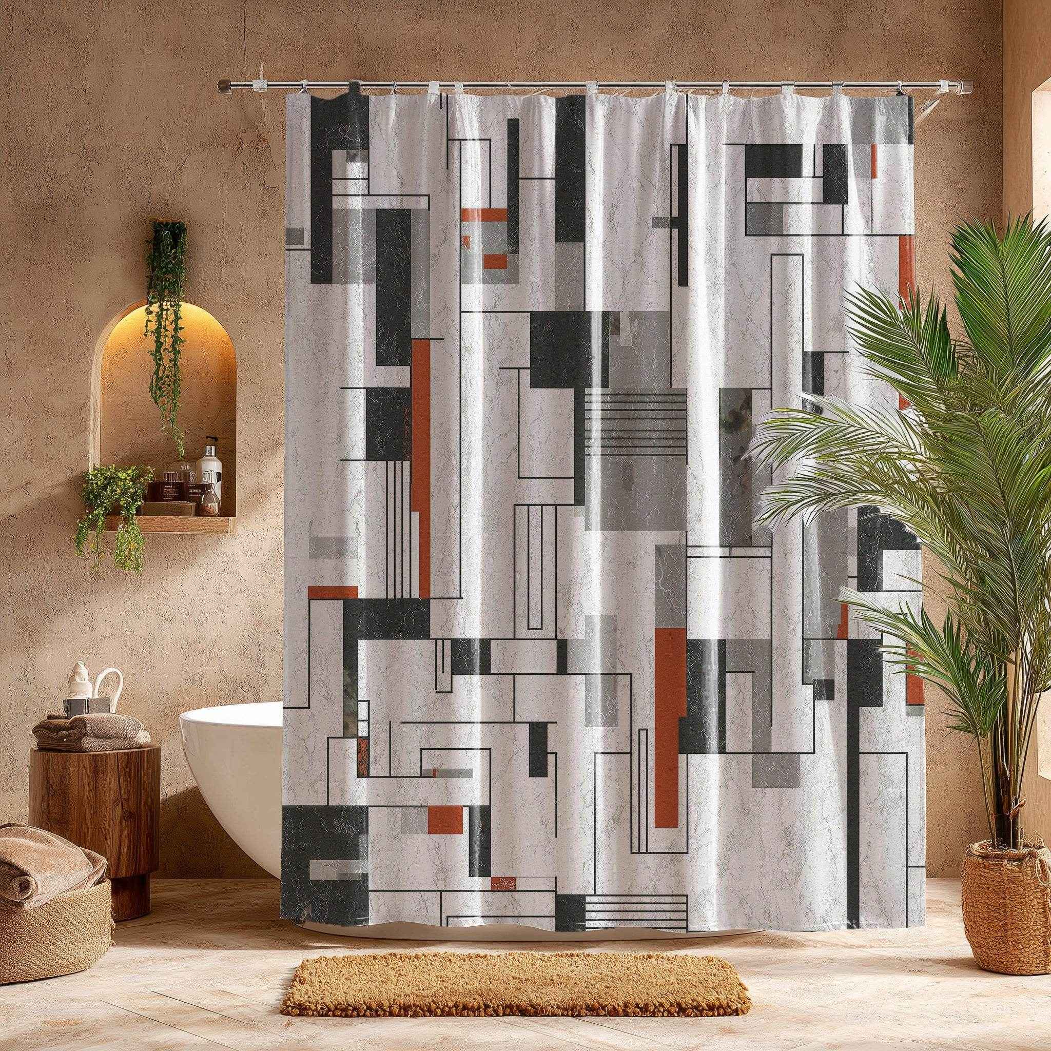 Modern Geometric Shower Curtains, Contemporary Bathroom Decor, Stylish Home Upgrade, Unique Gift for Housewarming, Trendy Bathroom Accessory