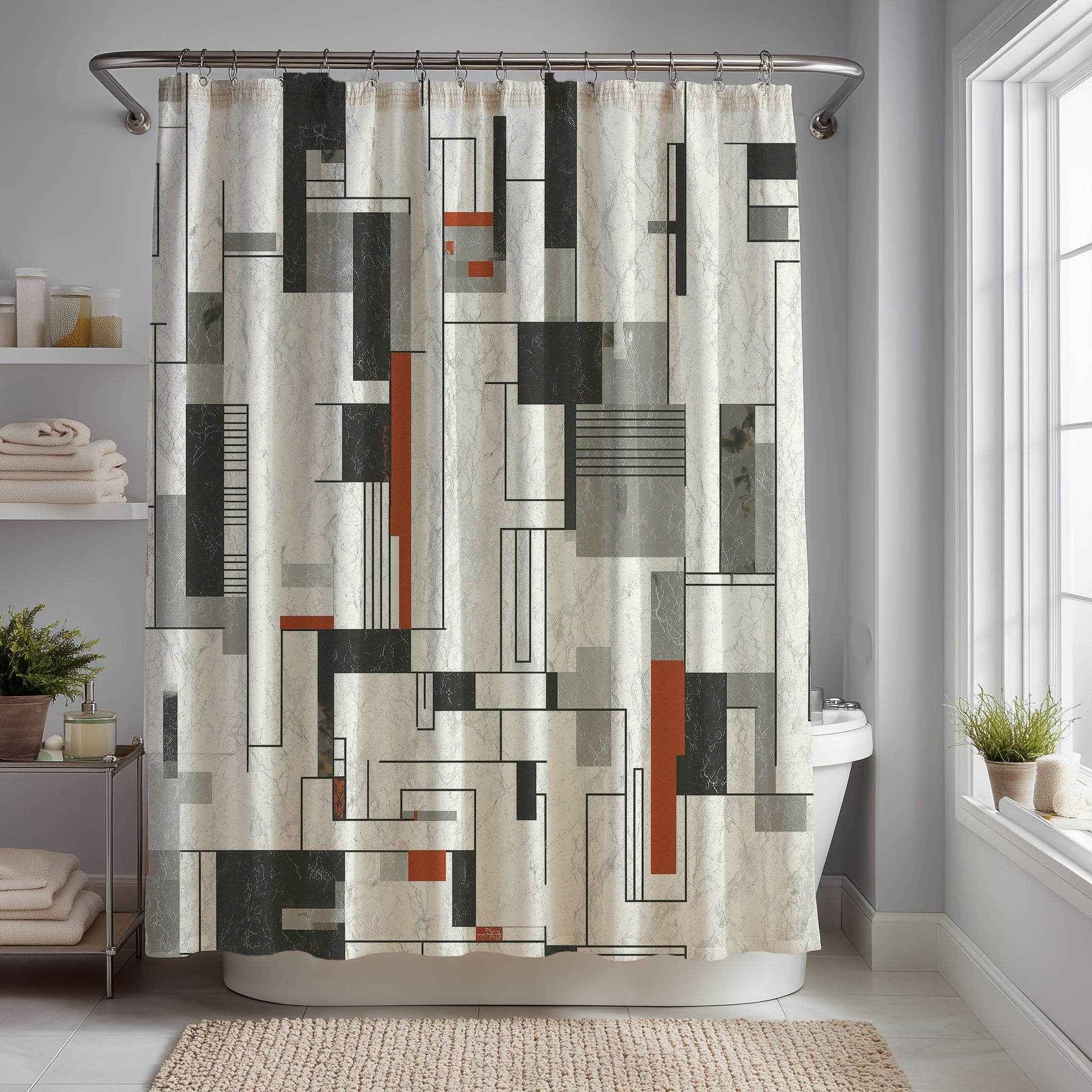 Modern Geometric Shower Curtains, Contemporary Bathroom Decor, Stylish Home Upgrade, Unique Gift for Housewarming, Trendy Bathroom Accessory