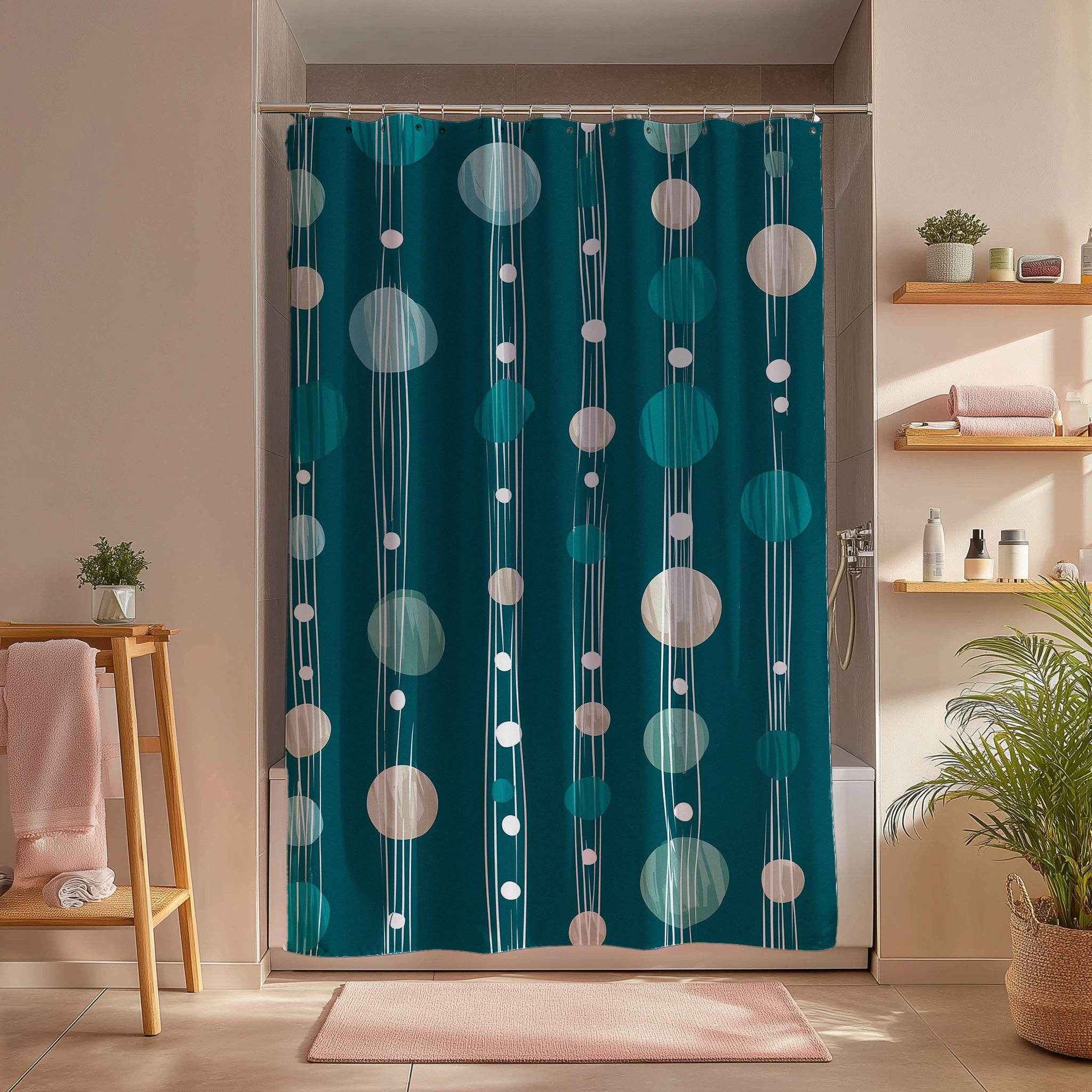 Elegant Watercolor Shower Curtain, Modern Bathroom Decor, Boho Style, Nautical Vibe, Home Accessories, Gift for Her