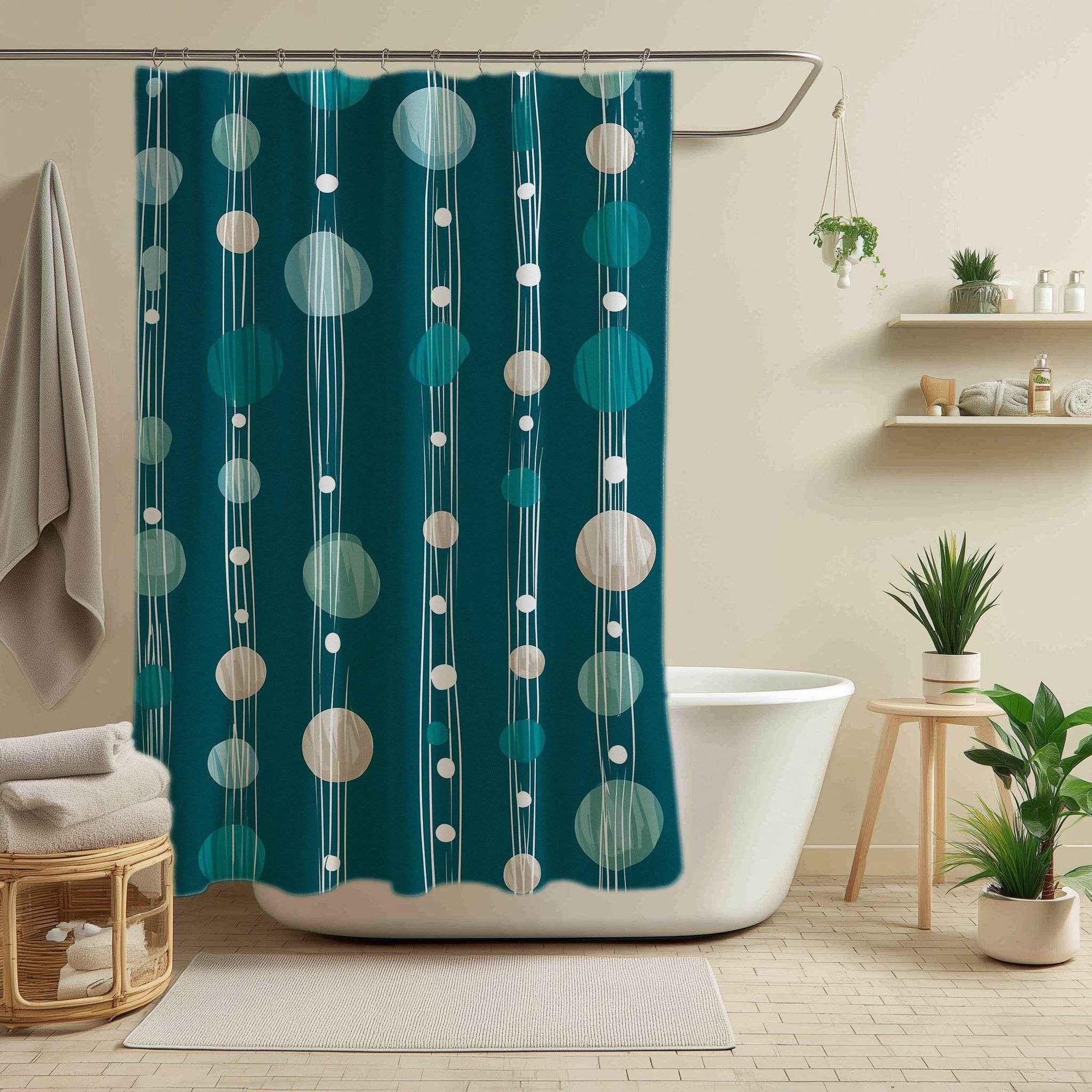 Elegant Watercolor Shower Curtain, Modern Bathroom Decor, Boho Style, Nautical Vibe, Home Accessories, Gift for Her