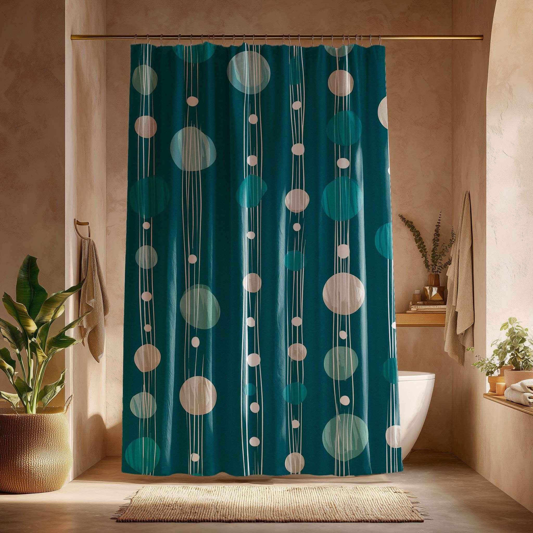 Elegant Watercolor Shower Curtain, Modern Bathroom Decor, Boho Style, Nautical Vibe, Home Accessories, Gift for Her