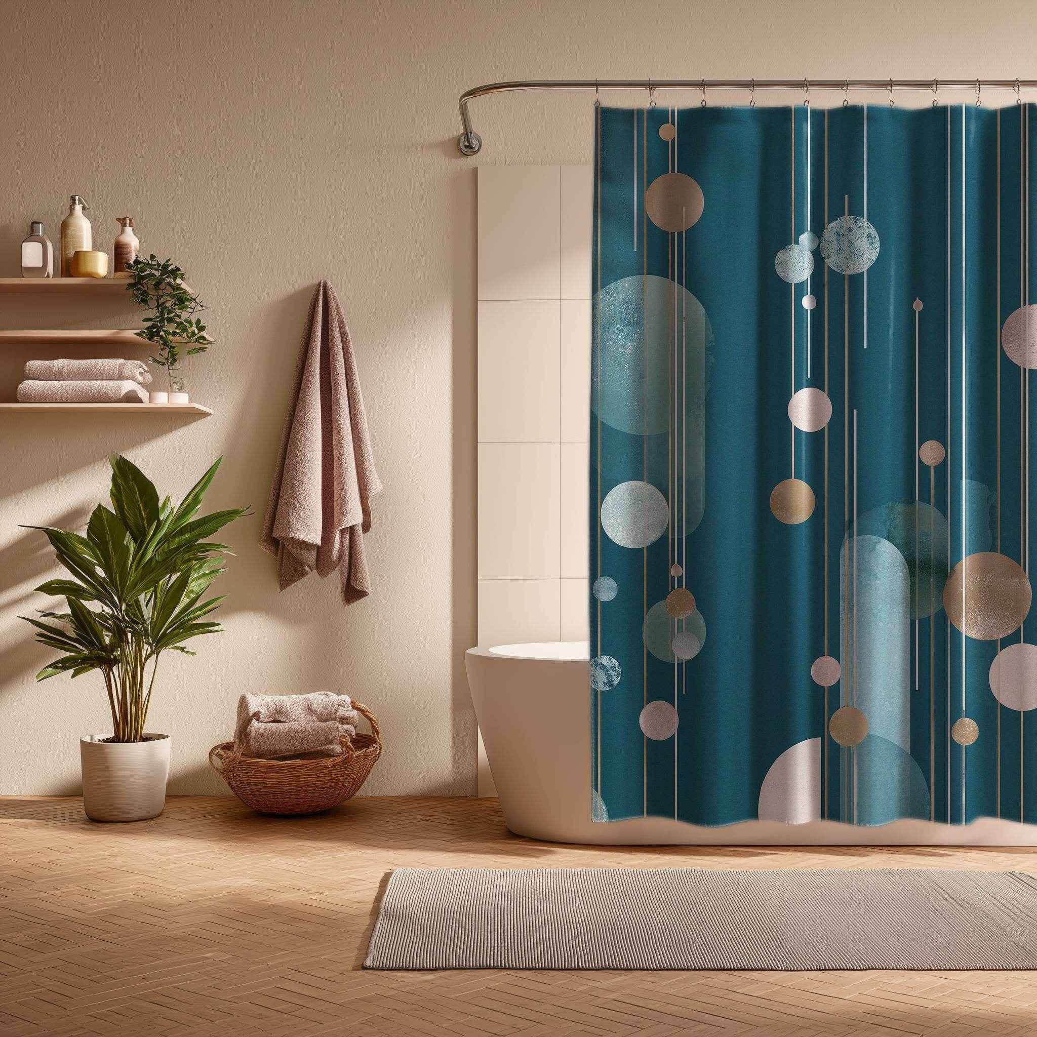 Modern Minimalist Shower Curtains - Geometric Boho Decor, Bathroom Makeover Accessory, Stylish Home Decor
