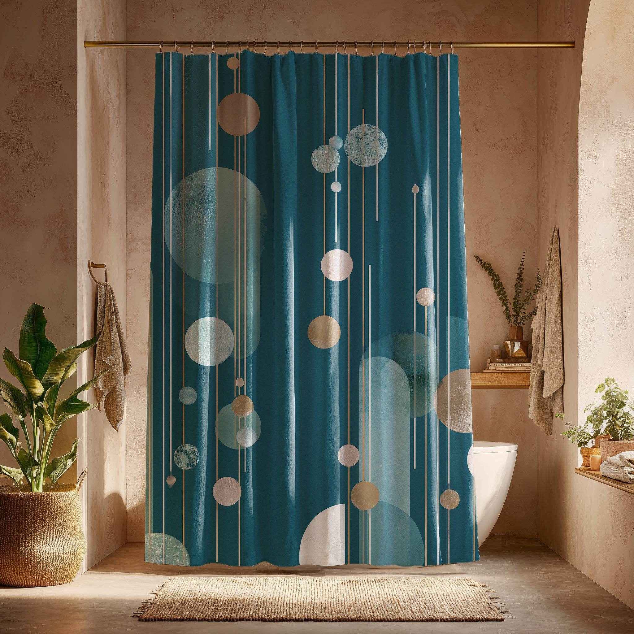 Modern Minimalist Shower Curtains - Geometric Boho Decor, Bathroom Makeover Accessory, Stylish Home Decor