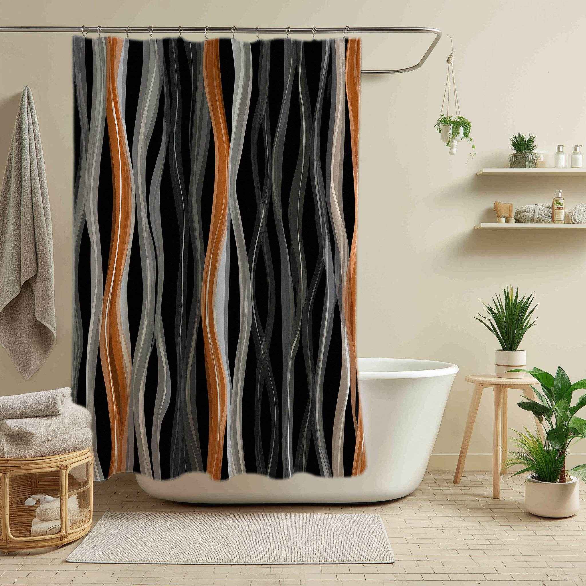 Stylish Abstract Shower Curtain | Modern Bathroom Decor, Trendy Home Accessory, Unique Gift Idea, Soft Wave Design, Bohemian Vibe