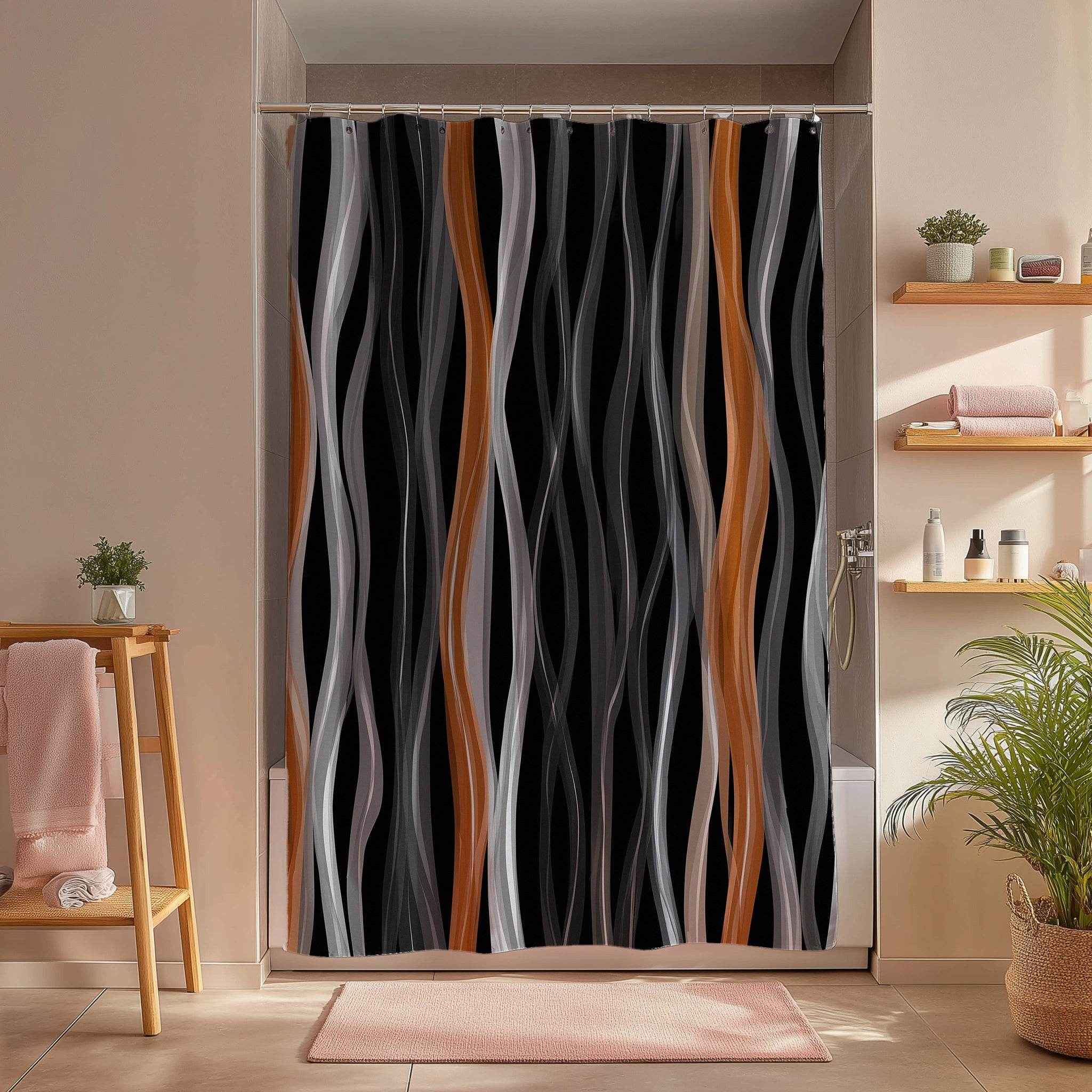 Stylish Abstract Shower Curtain | Modern Bathroom Decor, Trendy Home Accessory, Unique Gift Idea, Soft Wave Design, Bohemian Vibe