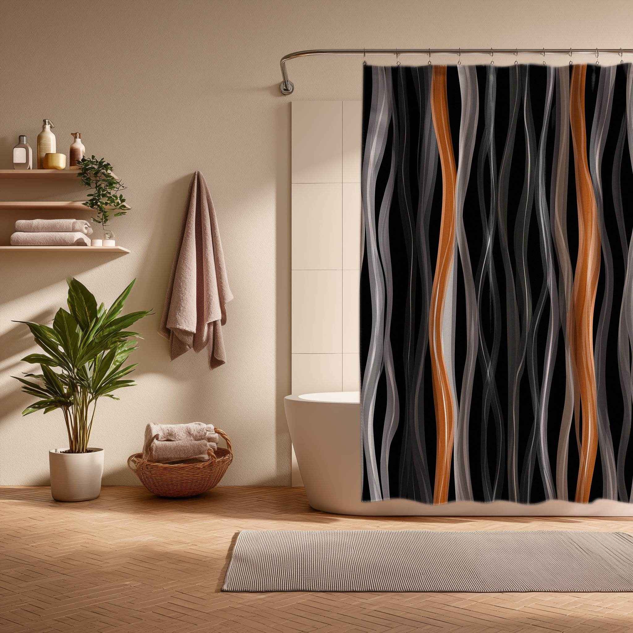 Stylish Abstract Shower Curtain | Modern Bathroom Decor, Trendy Home Accessory, Unique Gift Idea, Soft Wave Design, Bohemian Vibe