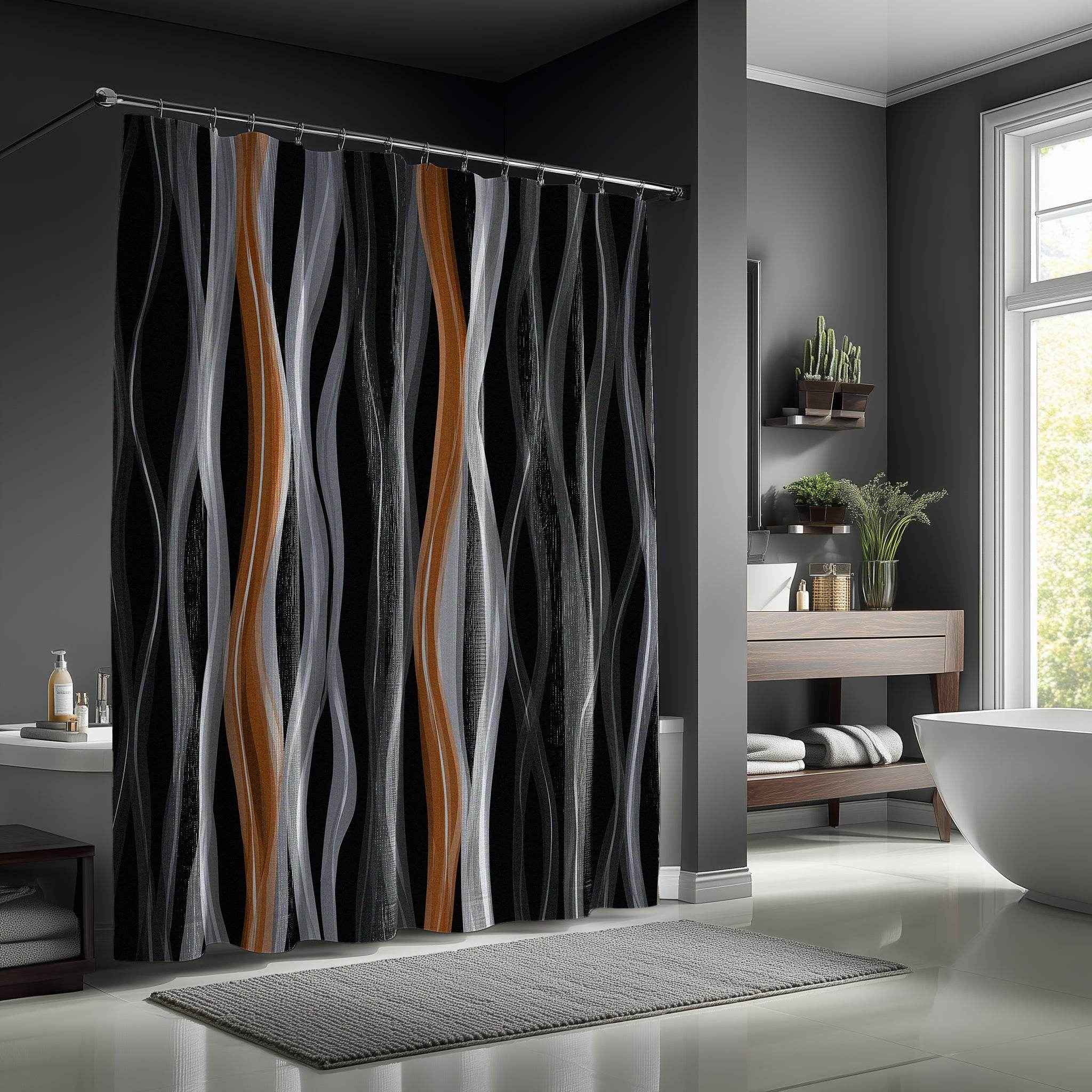 Stylish Abstract Shower Curtain | Modern Bathroom Decor, Trendy Home Accessory, Unique Gift Idea, Soft Wave Design, Bohemian Vibe